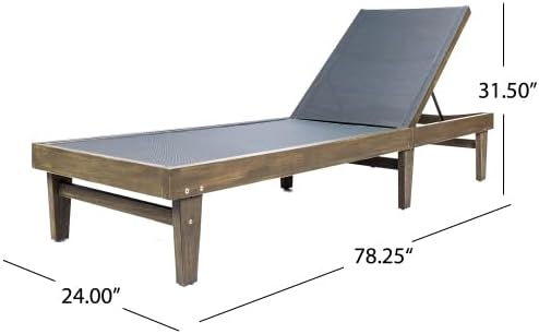 strAumptious Summerland Chaise Lounge for Relaxing Outdoor Comfort, Weather-Resistant Design in Teak and Grey Mesh, Patios and Backyards