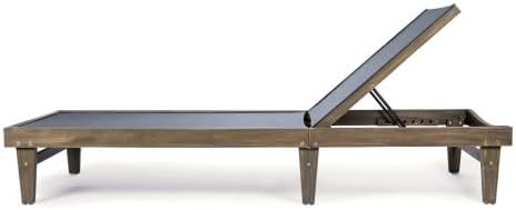 strAumptious Summerland Chaise Lounge for Relaxing Outdoor Comfort, Weather-Resistant Design in Teak and Grey Mesh, Patios and Backyards