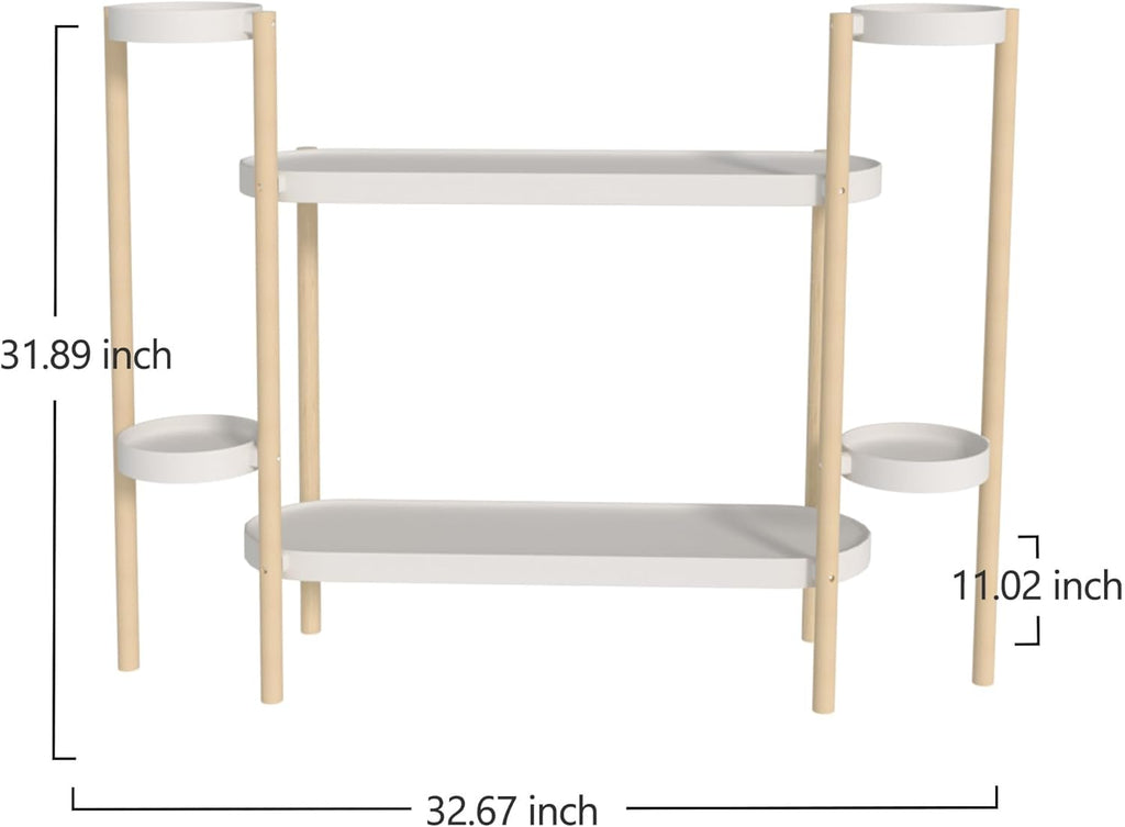 APRTAT Bamboo Plant Stand Indoor, Multi-Level 2 Tier Plant Shelf for Multiple Plants, Wooden Flower Pot Holder for Living Room, Balcony, Window & Patio, Holds 8 Pots, Natural Bamboo (4 Tier Shelf-2)