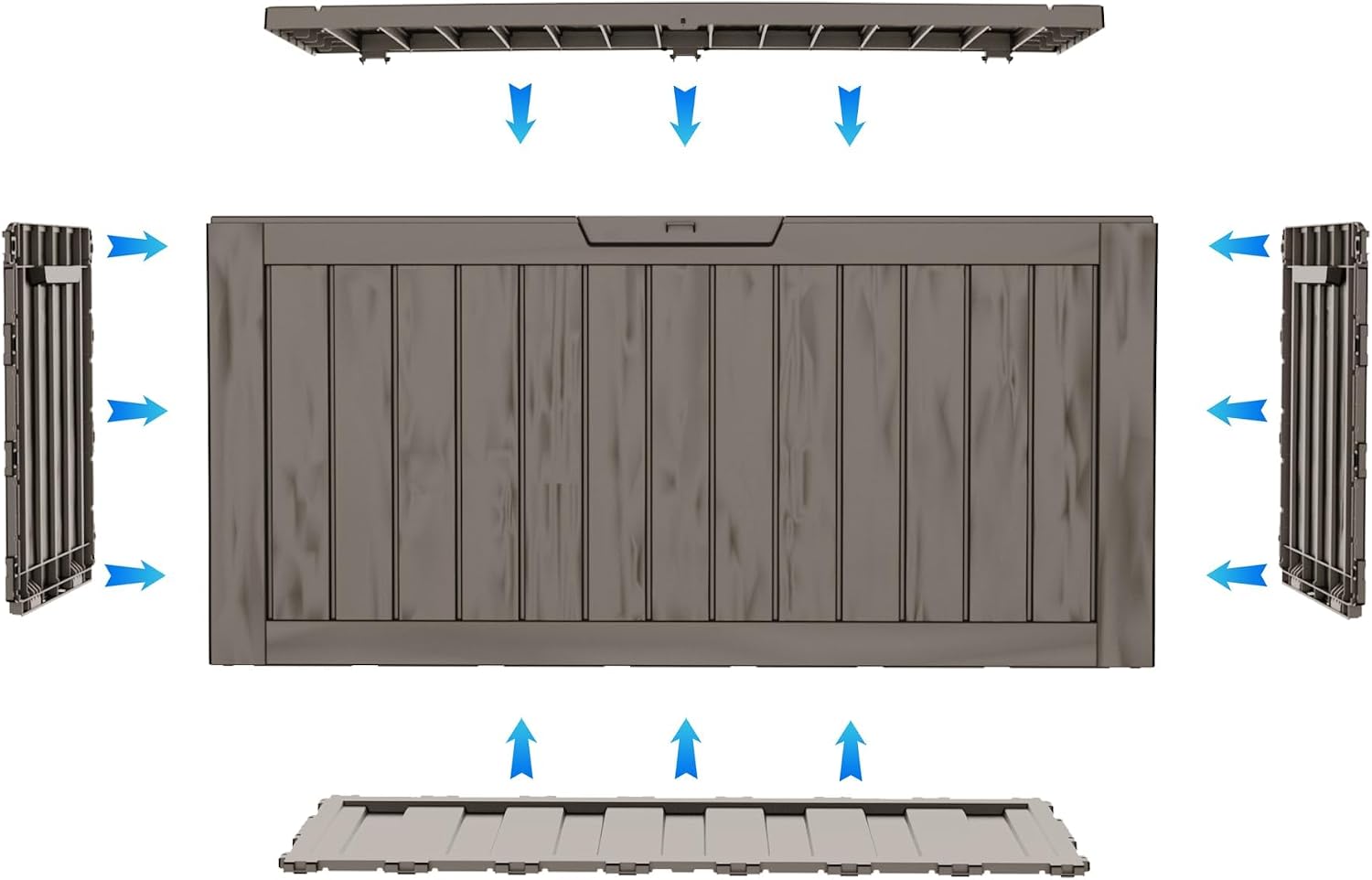 80 Gallon Deck Box with Wheels, Waterproof Resin Outdoor Storage, Easy Assembly, Rolling Bin for Patio Cushions, Pool Toys & Garden Tools, Brown