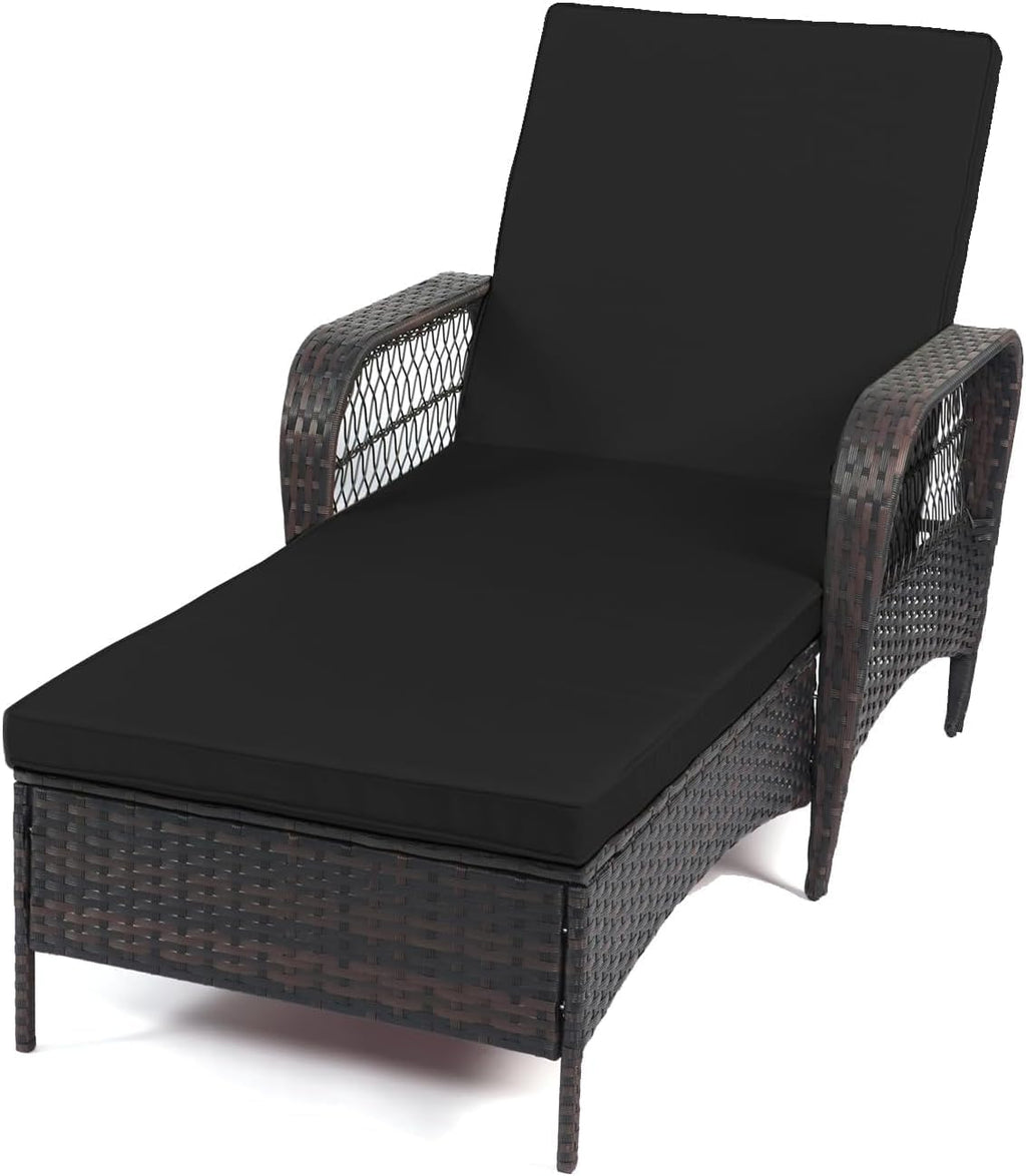LEVELEVE Outdoor Wicker Chaise Lounge Sets, Patio Recliner Chairs with Tea Table
