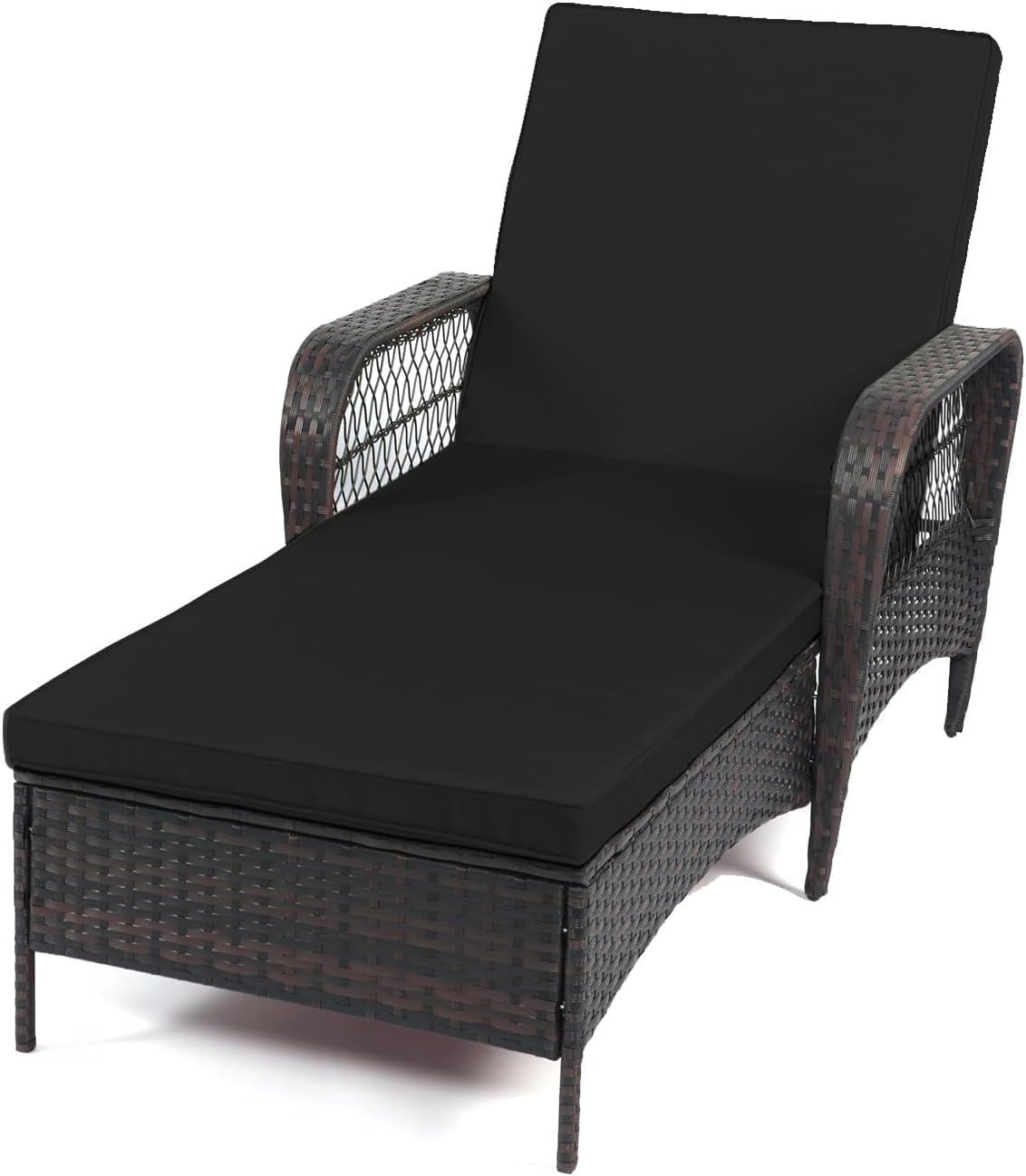 LEVELEVE Outdoor Wicker Chaise Lounge Sets, Patio Recliner Chairs with Tea Table