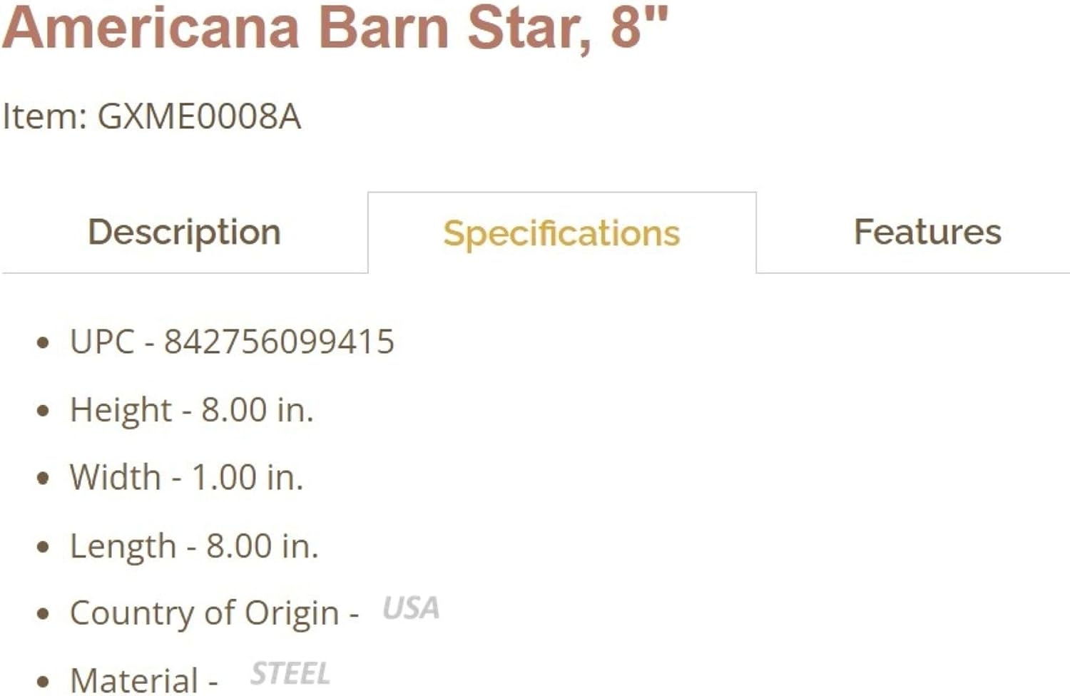 8" Americana Barn Star Red White Blue USA flag Metal star 3D metal wall art no ring Patriotic Western Home Decor Handmade hand painted Craft 8" x 8" x 1" By Egifthome item# EH13569 (8)