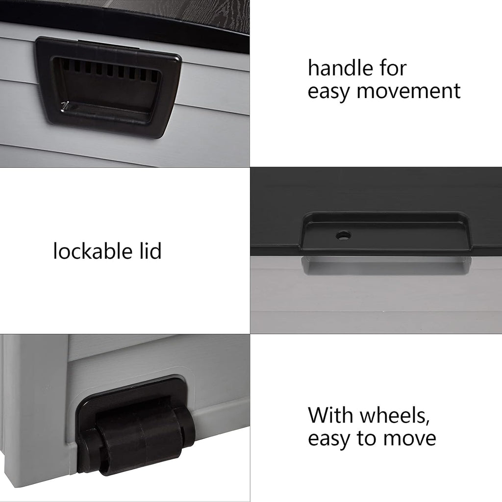 Extra-Large 75 Gallon Outdoor Storage Deck Box – Weather-Resistant Plastic Chest for Patio Cushions, Tools, Toys & Garden Supplies, Lockable Seat Design