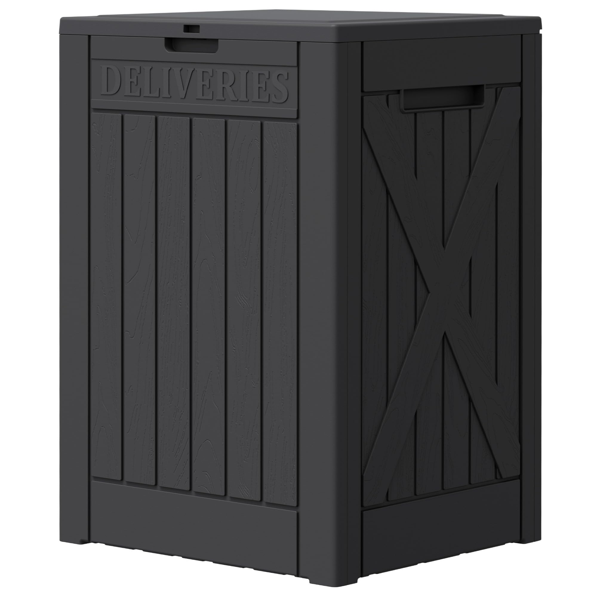 Greesum Outdoor Storage Box 100 Gallon Storage Bin with Lid for Patio Furniture, Garden Tools, Pool Supplies, Lockable, Waterproof and UV Resistant, Black