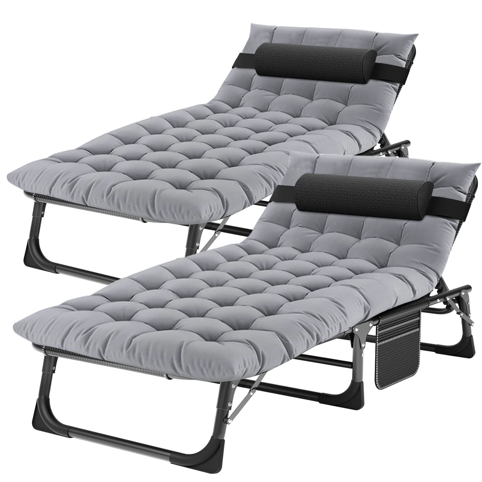 ABORON Chaise Lounge Chair,5 Positions Padded Outdoor Tanning Chair,Heavy Duty Portable Lounge Chair for Outdoor Sunbathing Patio Pool Lawn Deck Poolside,Support up to 440 Lbs