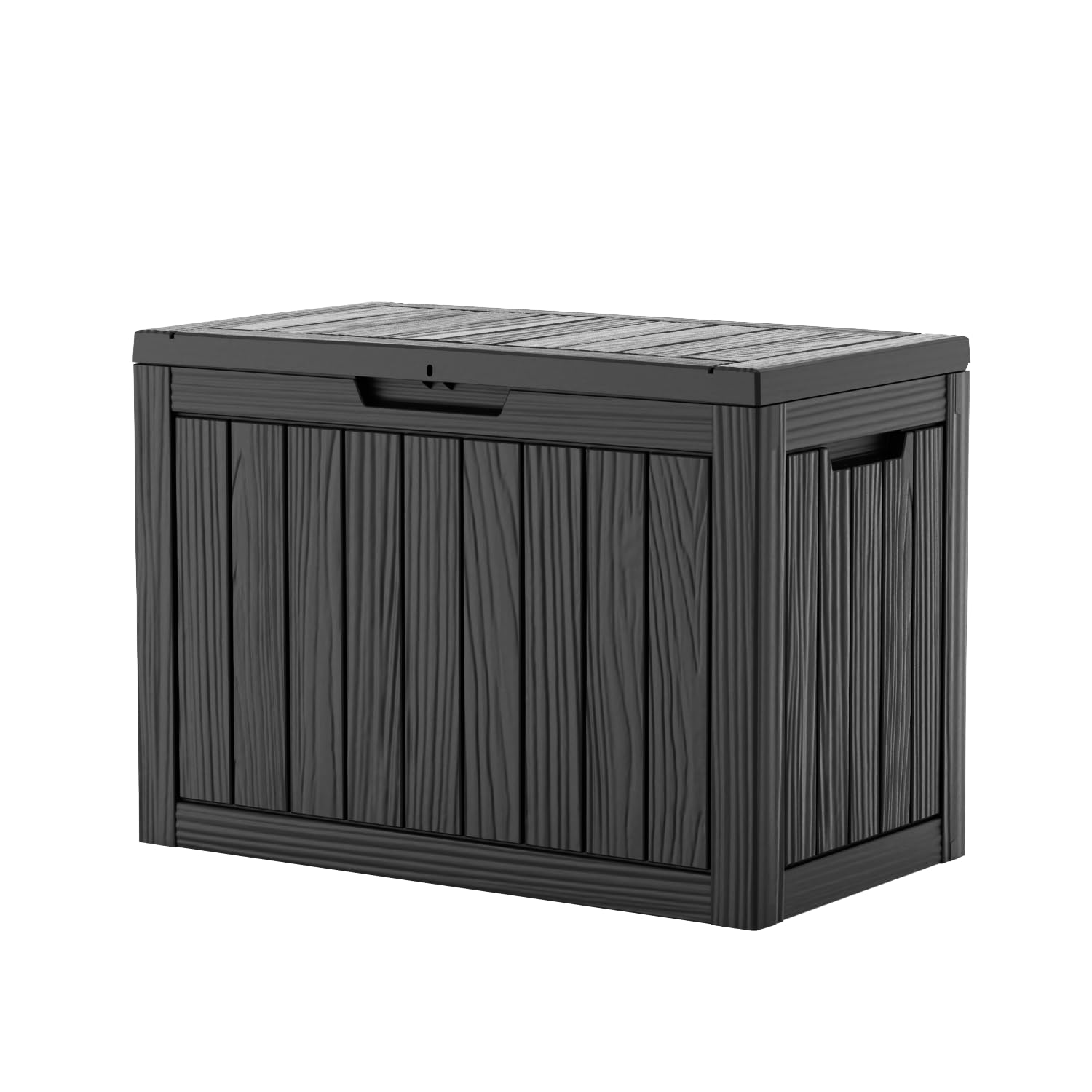 EasyUp 85 Gallon Outdoor Storage Box, Resin Waterproof UV-Resistant Deck Box, Reinforced Stability for Patio, Garden, and Poolside, Striped Black
