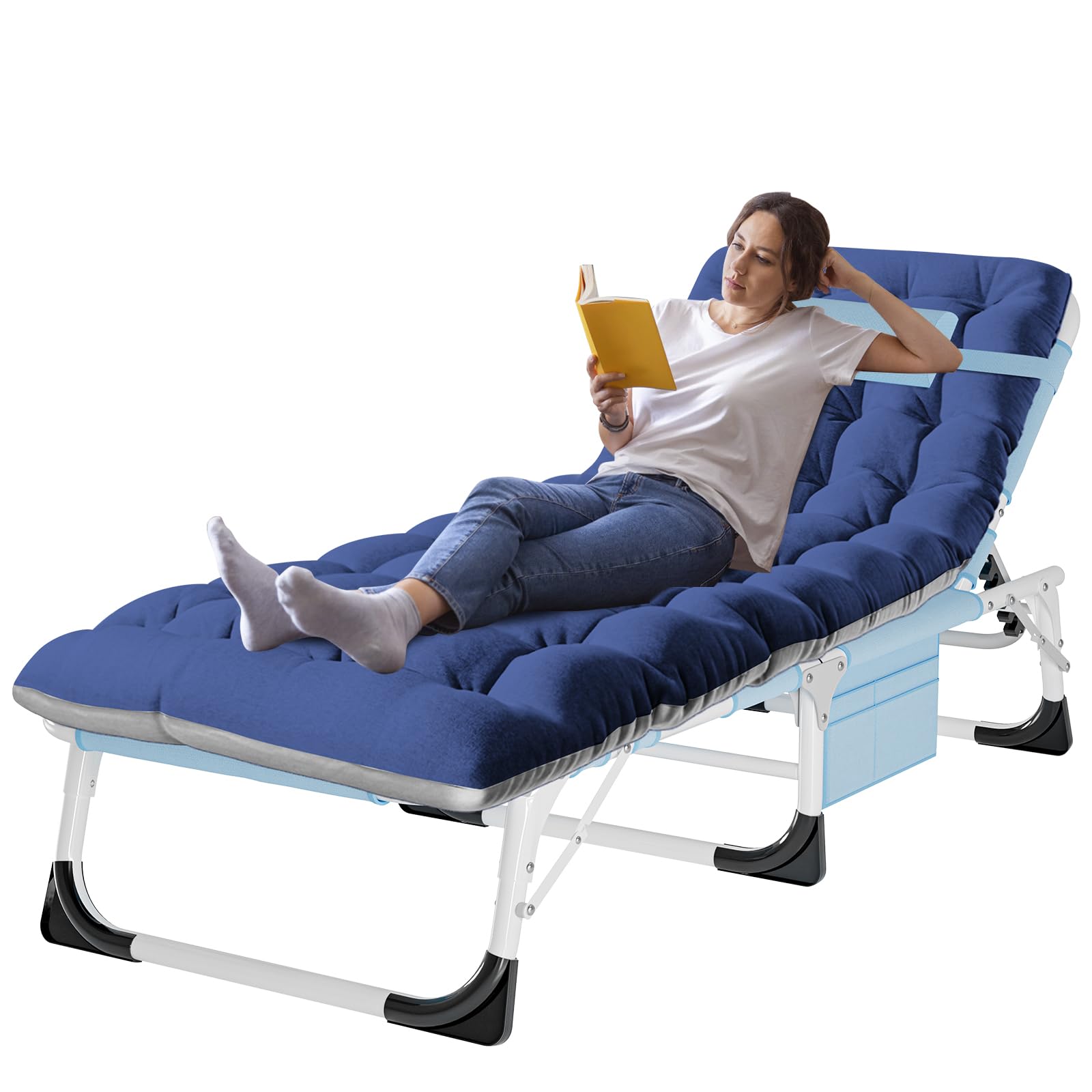 ABORON Chaise Lounge Chair,5 Positions Padded Outdoor Tanning Chair,Heavy Duty Portable Lounge Chair for Outdoor Sunbathing Patio Pool Lawn Deck Poolside,Support up to 440 Lbs
