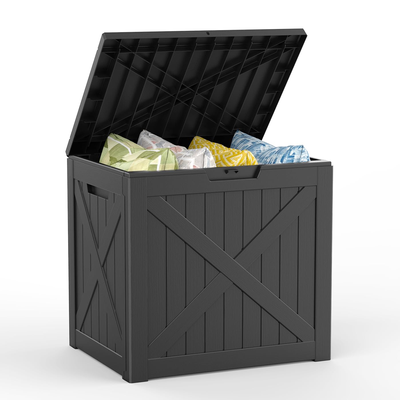 Mars Villa 180 Gallon Outdoor Storage Box Waterproof, Extra Large Resin Deck Box, Outside Storage Bin for Patio Furniture Cushion, Pool Supply, Sports Gear, UV Resistant and Weatherproof, Black