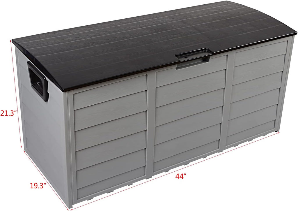 Extra-Large 75 Gallon Outdoor Storage Deck Box – Weather-Resistant Plastic Chest for Patio Cushions, Tools, Toys & Garden Supplies, Lockable Seat Design