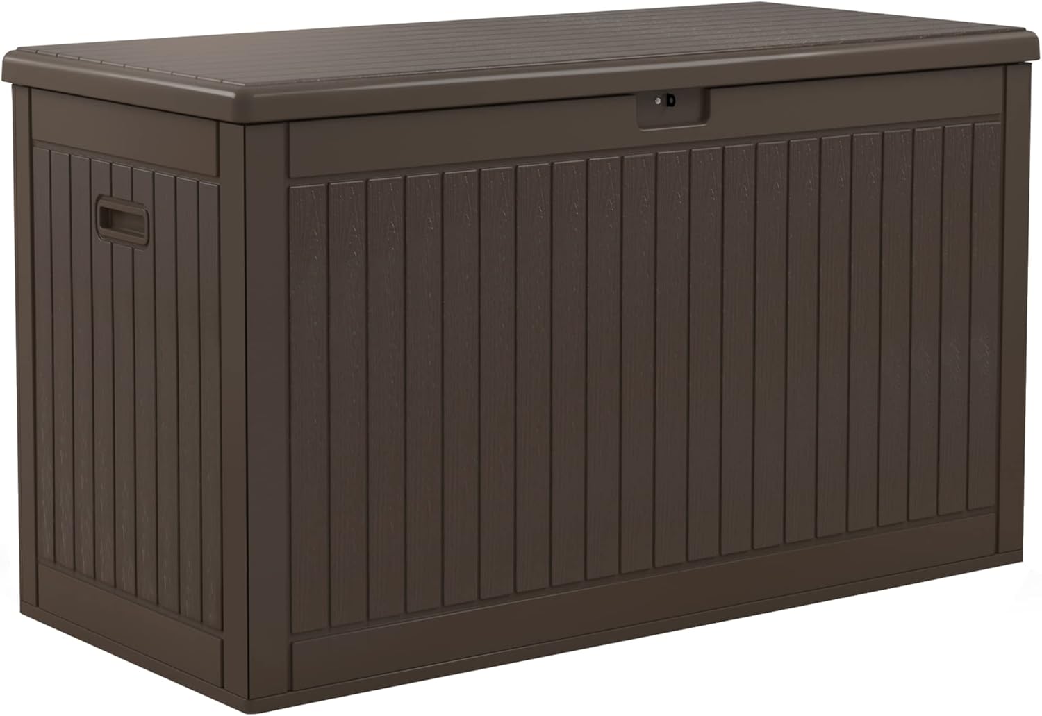 YITAHOME 80 Gallon Resin Deck Box, Weather Resistant Outdoor Rattan Storage Box, Lockable Indoor Outdoor Storage for Supplies and Essentials, Dark Gray