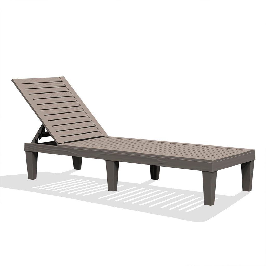 Outdoor Chaise Lounge Chair for Pool, Patio Bench Waterproof Sunbed,Grey