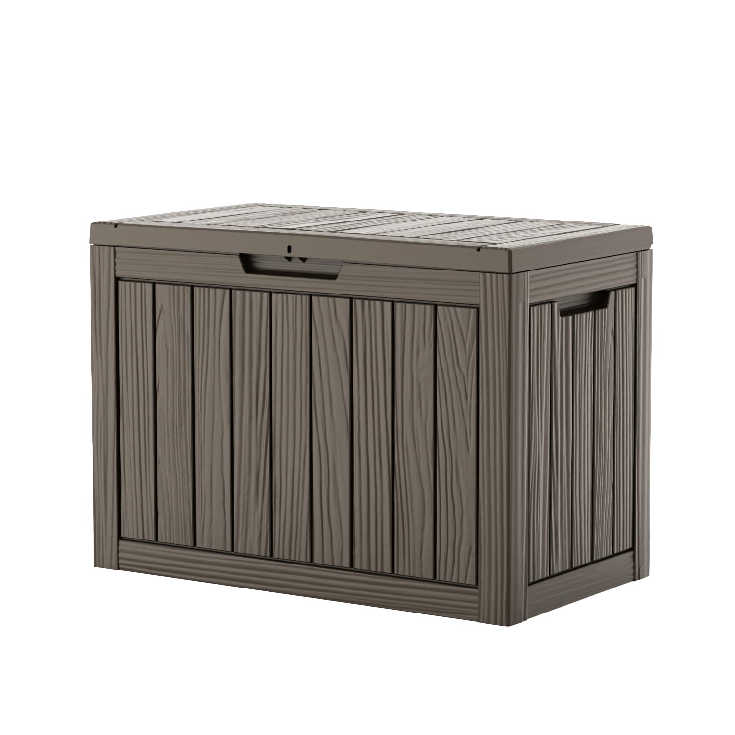 EasyUp 85 Gallon Outdoor Storage Box, Resin Waterproof UV-Resistant Deck Box, Reinforced Stability for Patio, Garden, and Poolside, Striped Black