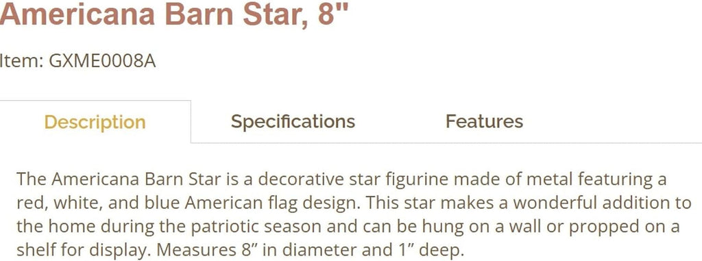 8" Americana Barn Star Red White Blue USA flag Metal star 3D metal wall art no ring Patriotic Western Home Decor Handmade hand painted Craft 8" x 8" x 1" By Egifthome item# EH13569 (8)