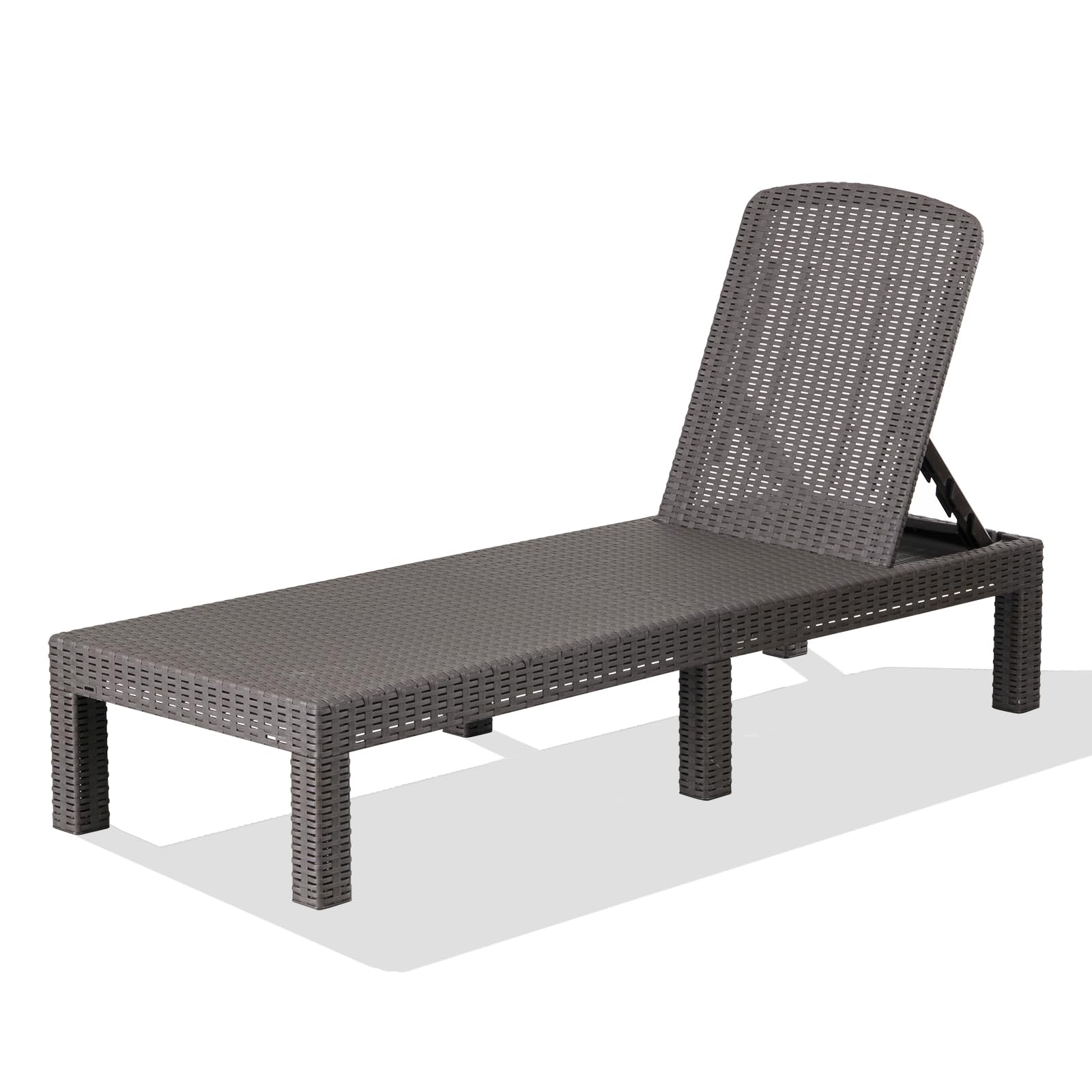 Outdoor Chaise Lounge Chair for Pool, Patio Bench Waterproof Sunbed,Grey