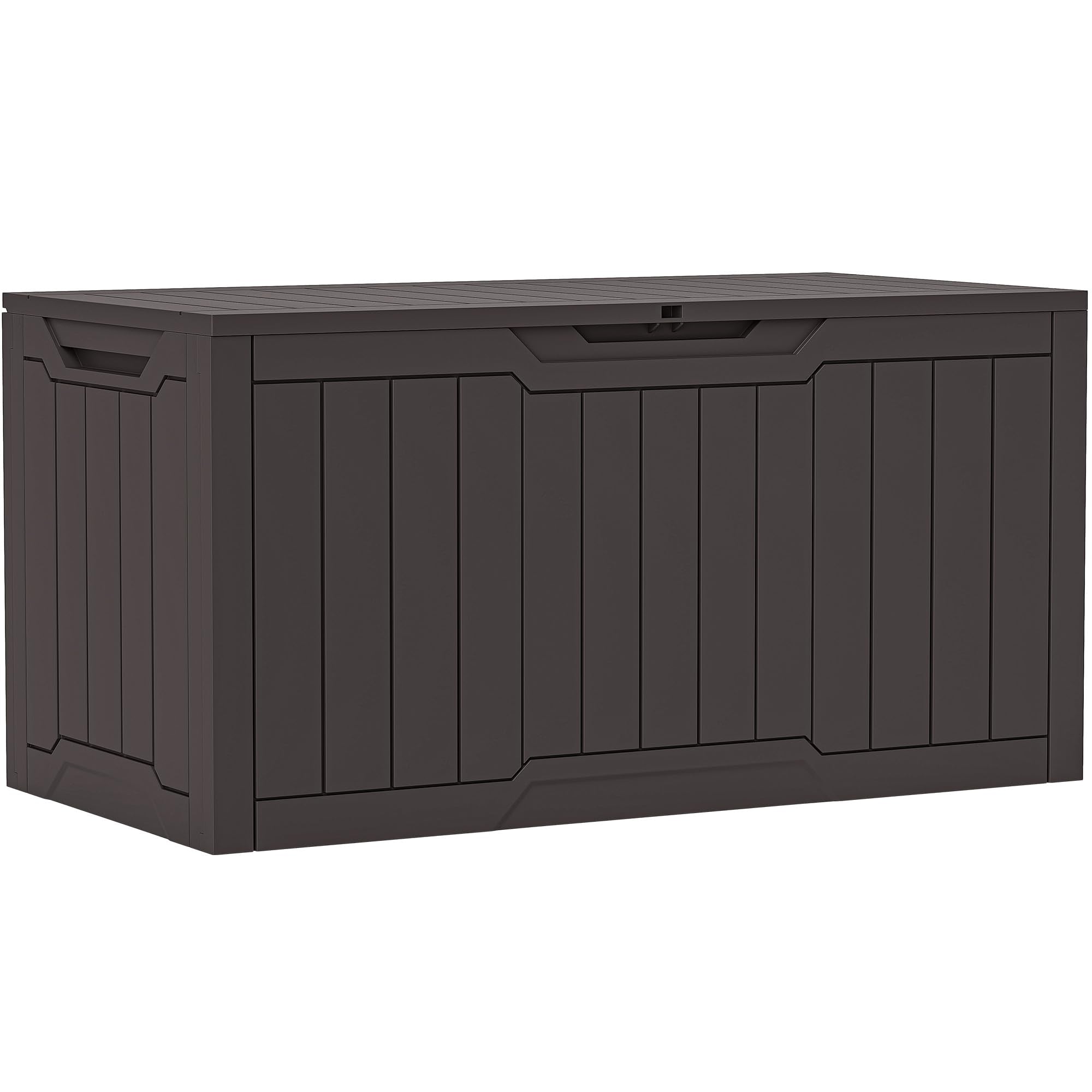 YITAHOME 100 Gallon Resin Deck Box, Weather Resistant Outdoor Storage Box, Lockable Indoor Outdoor Storage for Supplies and Essentials, Dark Brown