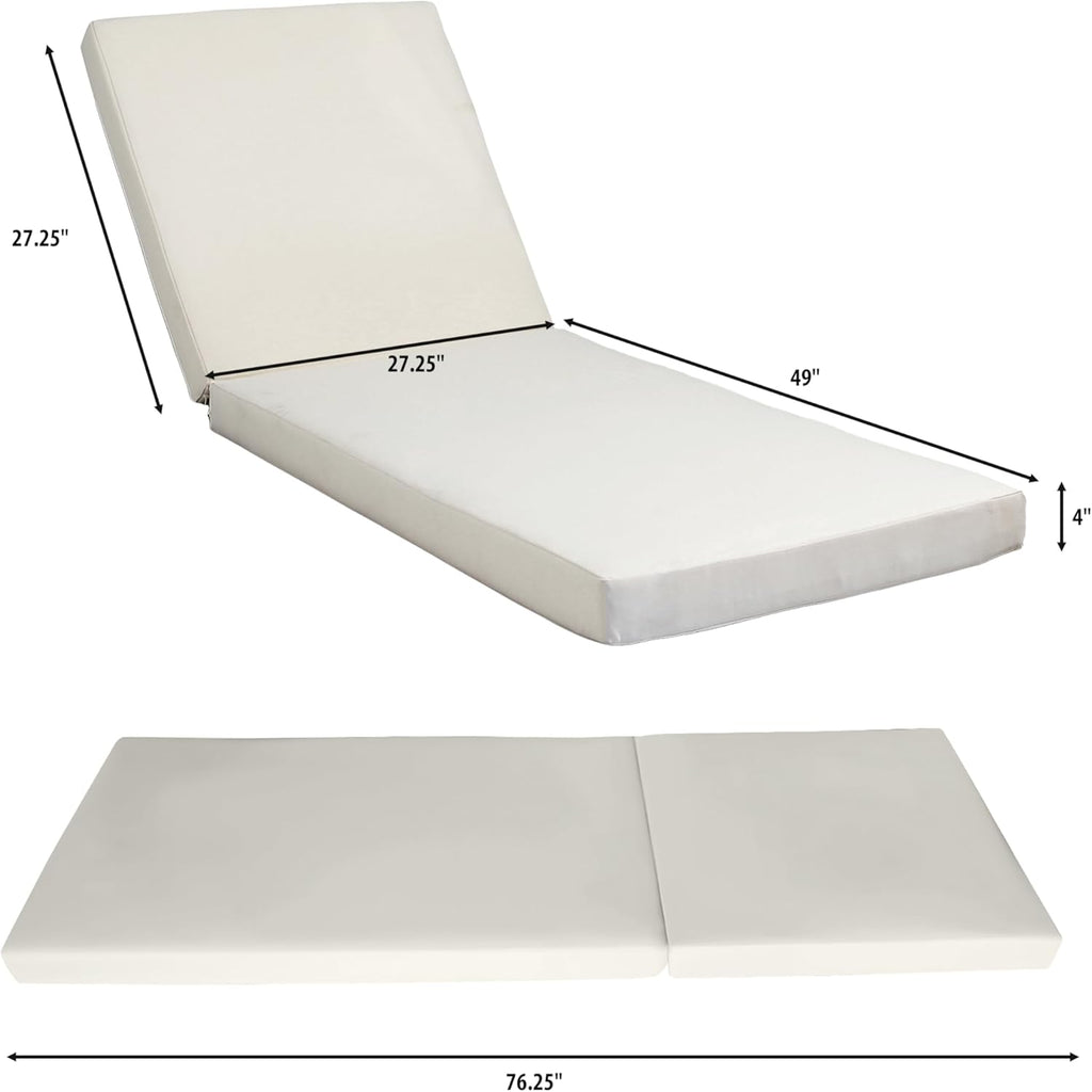 Maril Acacia Wood Chaise Lounge, Adjustable Backrest with Water-Resistant Cushion, Teak & Cream