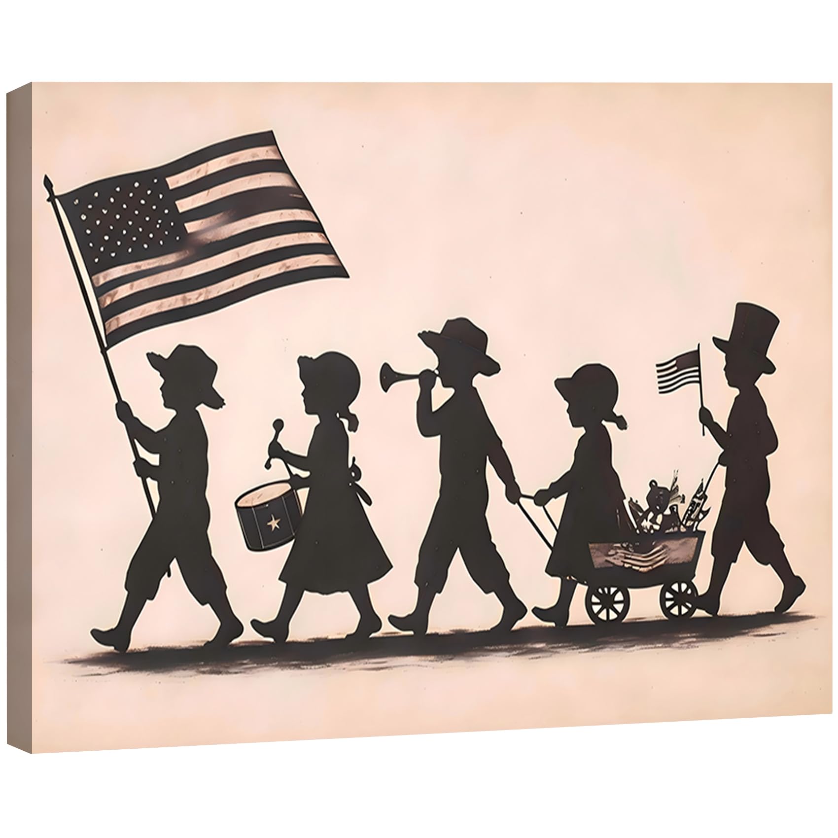 Vintage American Flag Wildflower Canvas Wall Art for Living Room, Framed Patriotic 4th of July Canvas Prints Pictures, Rustic Farmhouse Artwork for Enterway Bedroom Bathroom Wall Decor
