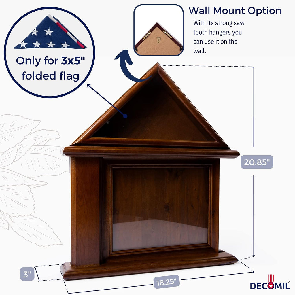 DECOMIL Flag Display Case with Certificate & Document Holder Frame