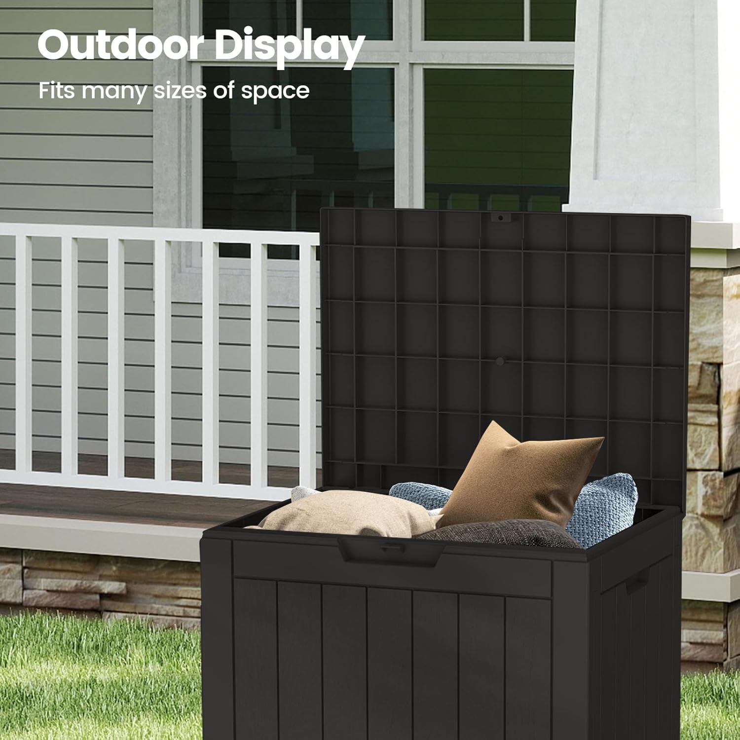 Zapdos 31 Gallon Outdoor Storage Box Deck Box for Indoor and Outdoor Use, Waterproof Resin Storage Bin for Package Delivery Patio Cushions Gardening Tools, Lockable, UV Resistant, Black