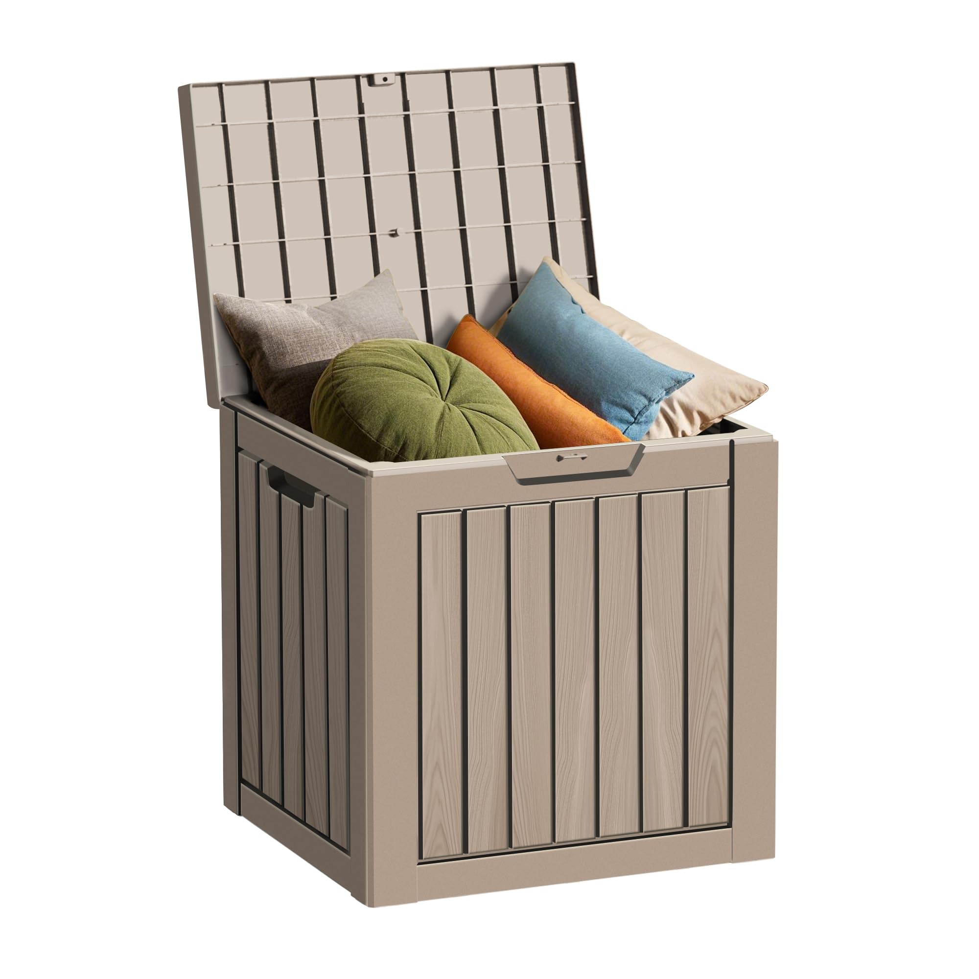 Outdoor Storage Box Waterproof, 270 Gallon Lockable Resin Deck Box Large, Patio Storage Bin for Pool Accessories Cushion Furniture, Garden Tools, UV-Resistant Outside Delivery Grey