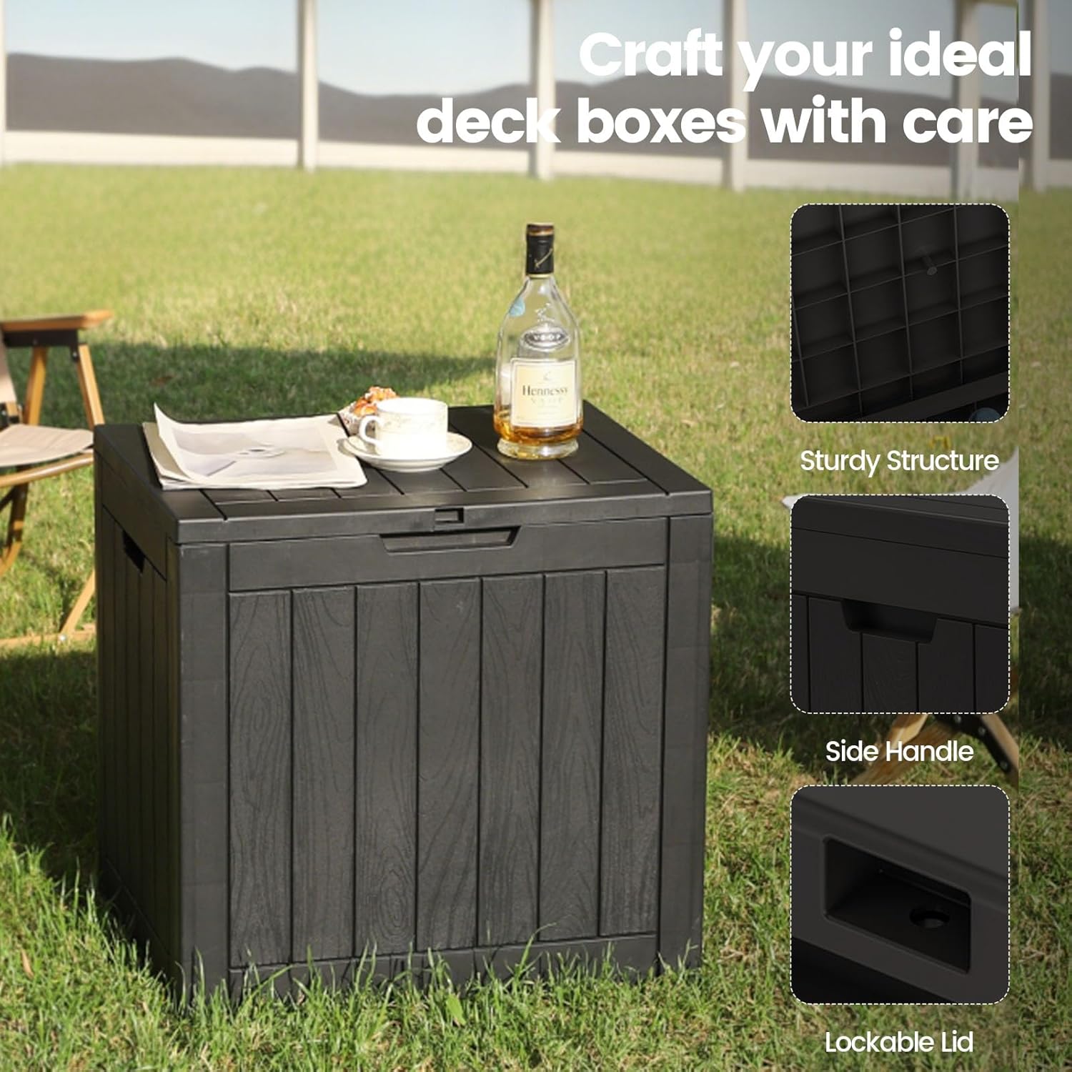 Zapdos 31 Gallon Outdoor Storage Box Deck Box for Indoor and Outdoor Use, Waterproof Resin Storage Bin for Package Delivery Patio Cushions Gardening Tools, Lockable, UV Resistant, Black