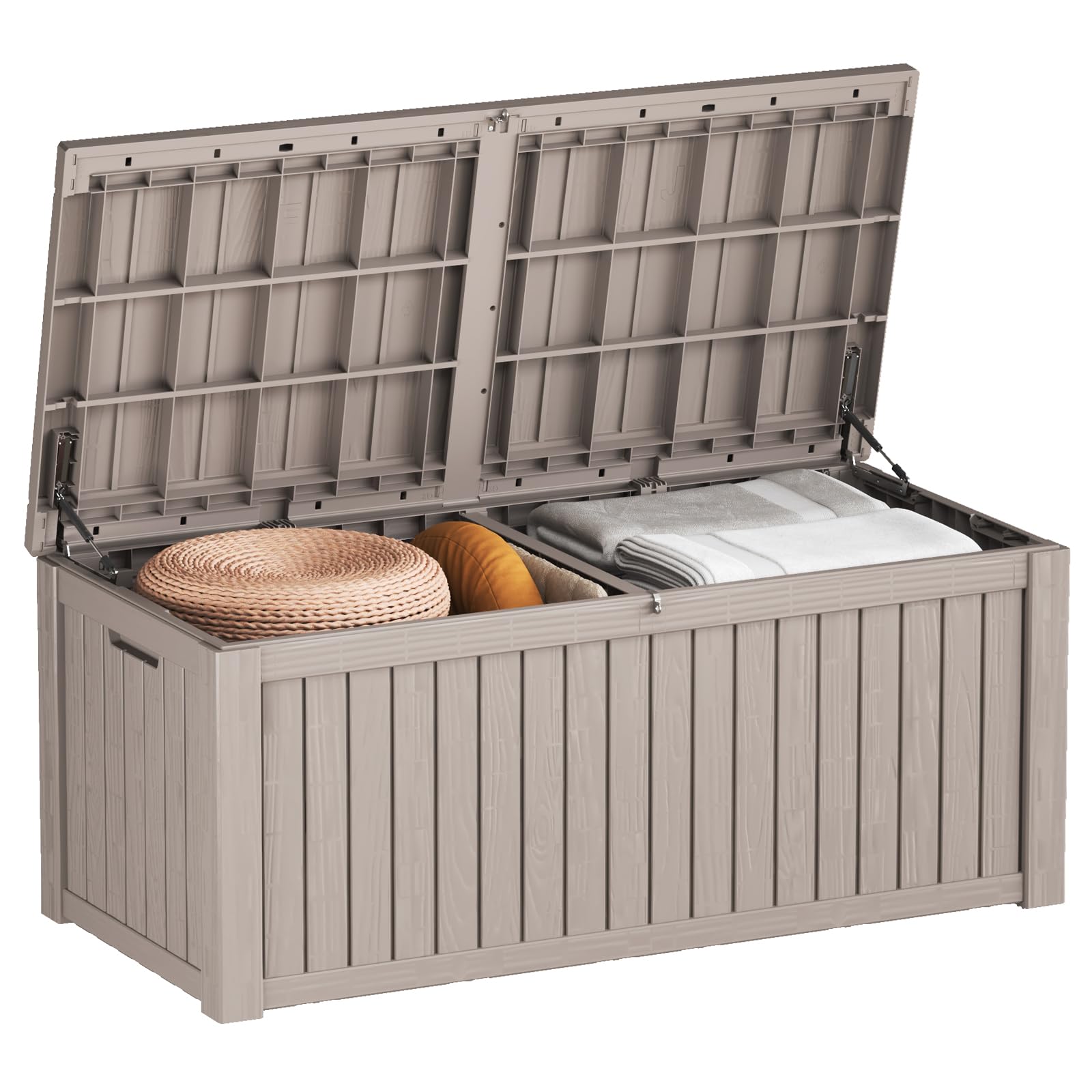 Outdoor Storage Box Waterproof, 270 Gallon Lockable Resin Deck Box Large, Patio Storage Bin for Pool Accessories Cushion Furniture, Garden Tools, UV-Resistant Outside Delivery Grey