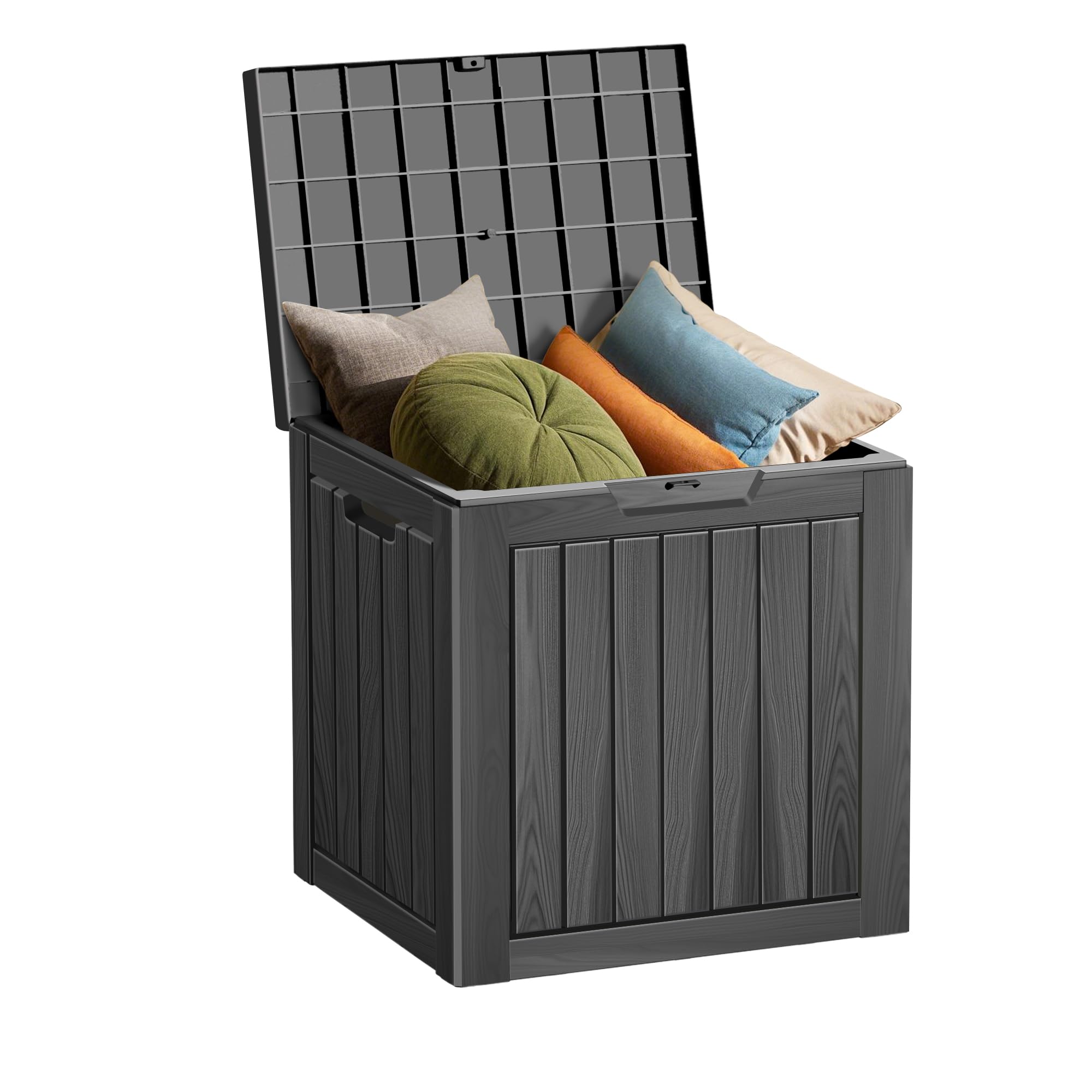 Outdoor Storage Box Waterproof, 270 Gallon Lockable Resin Deck Box Large, Patio Storage Bin for Pool Accessories Cushion Furniture, Garden Tools, UV-Resistant Outside Delivery Grey