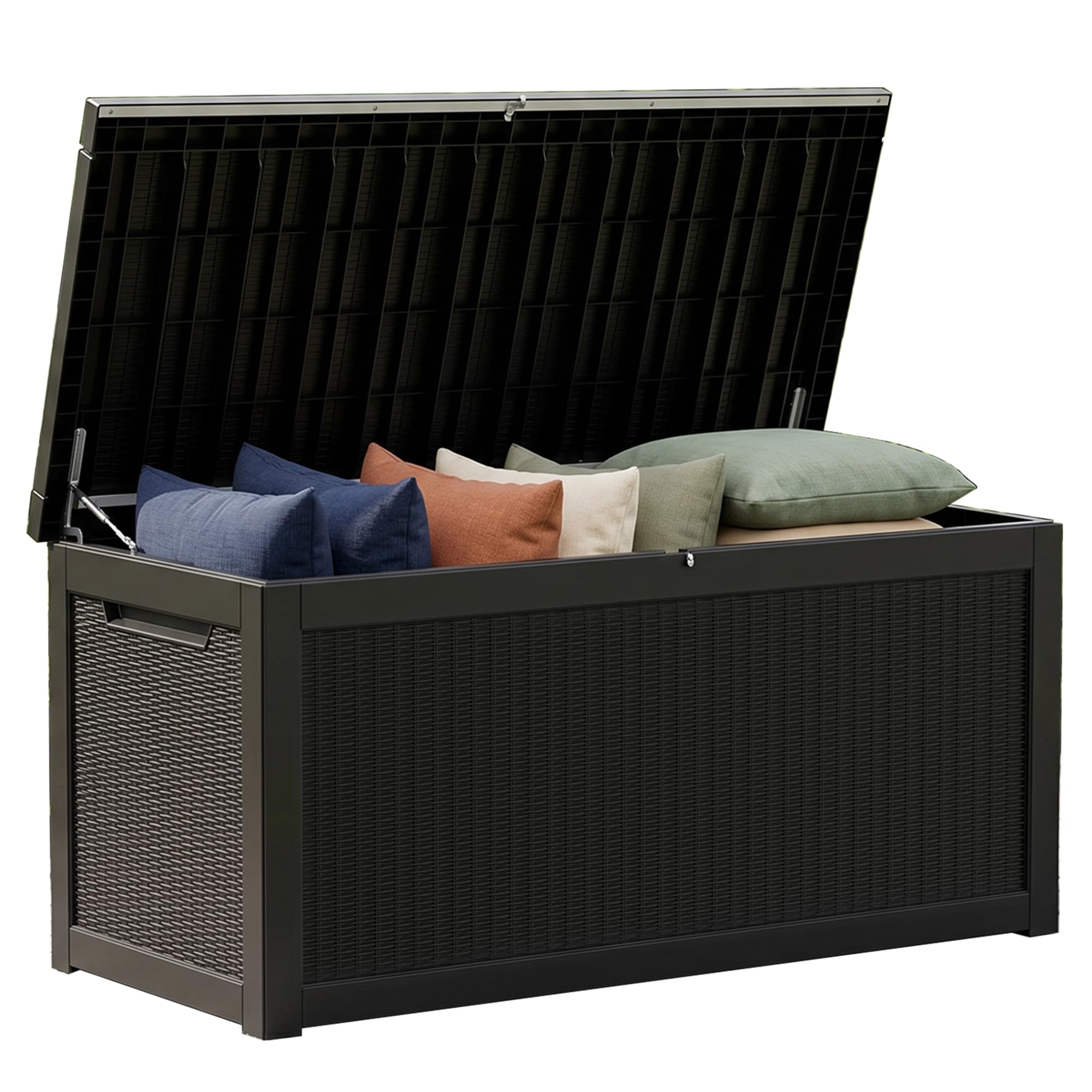 Outdoor Storage Box Waterproof, 270 Gallon Lockable Resin Deck Box Large, Patio Storage Bin for Pool Accessories Cushion Furniture, Garden Tools, UV-Resistant Outside Delivery Grey