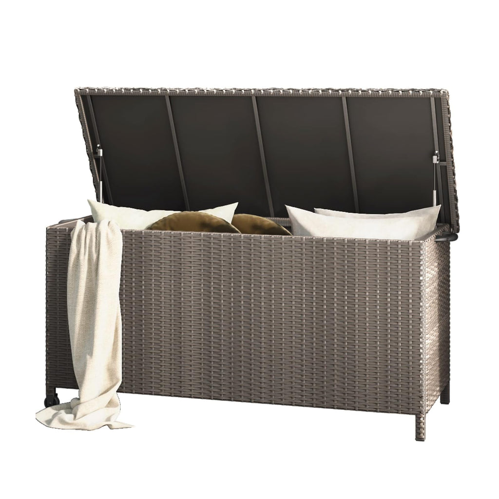 Grand patio 170 Gallon Deck Storage Box Deck Box Outdoor Storage Box Indoor Wicker Storage Bin Patio Storage Box for Patio Furniture Cushions Garden Tools Pool Accessories, Black