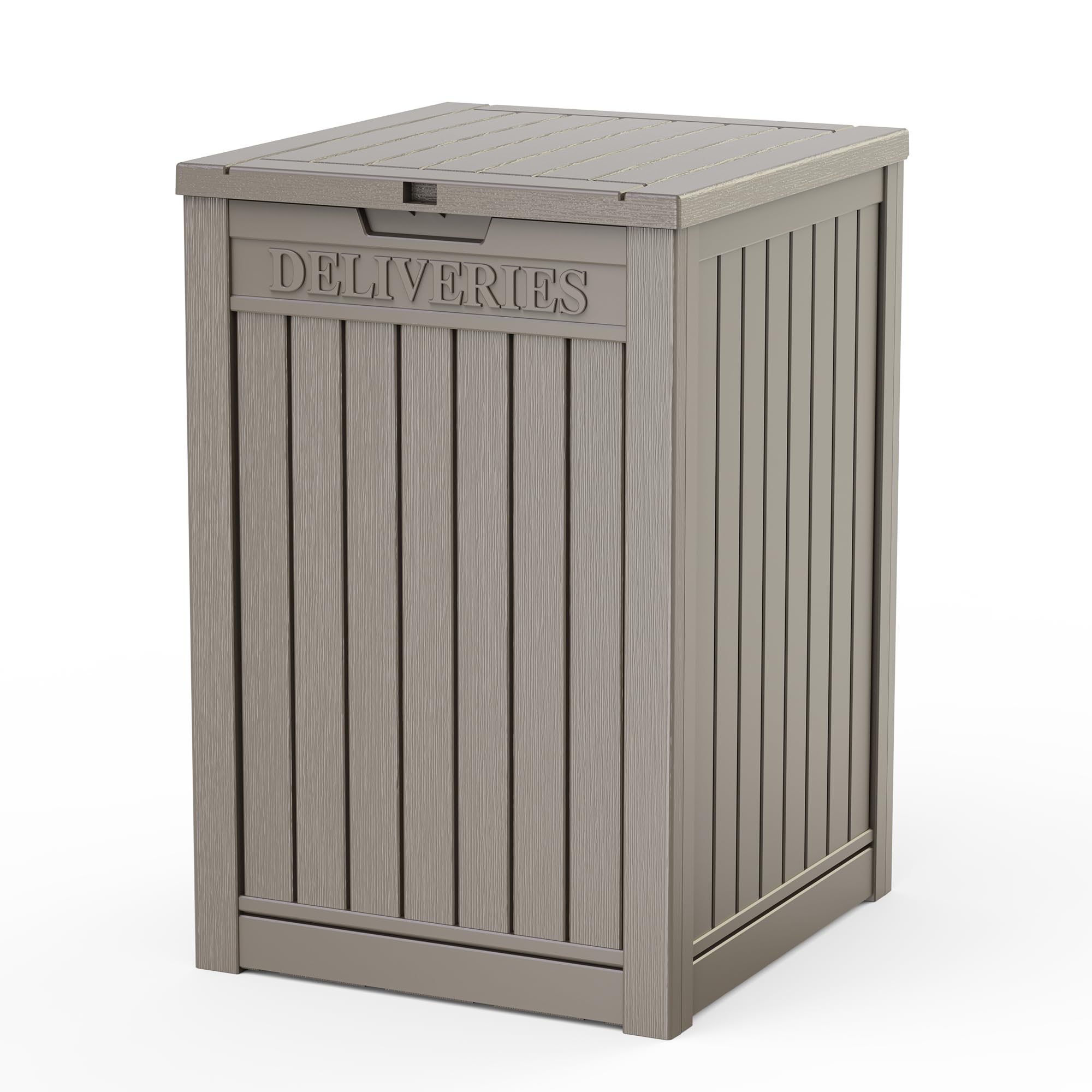 EasyUp 85 Gallon Outdoor Storage Box, Resin Waterproof UV-Resistant Deck Box, Reinforced Stability for Patio, Garden, and Poolside, Striped Black