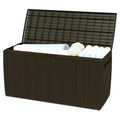 Ram Quality Products 71 Gallon Plastic Outdoor Backyard Storage Bin Deck Box for Patio Furniture Cushions,Tools, and Pool Accessories, Brown