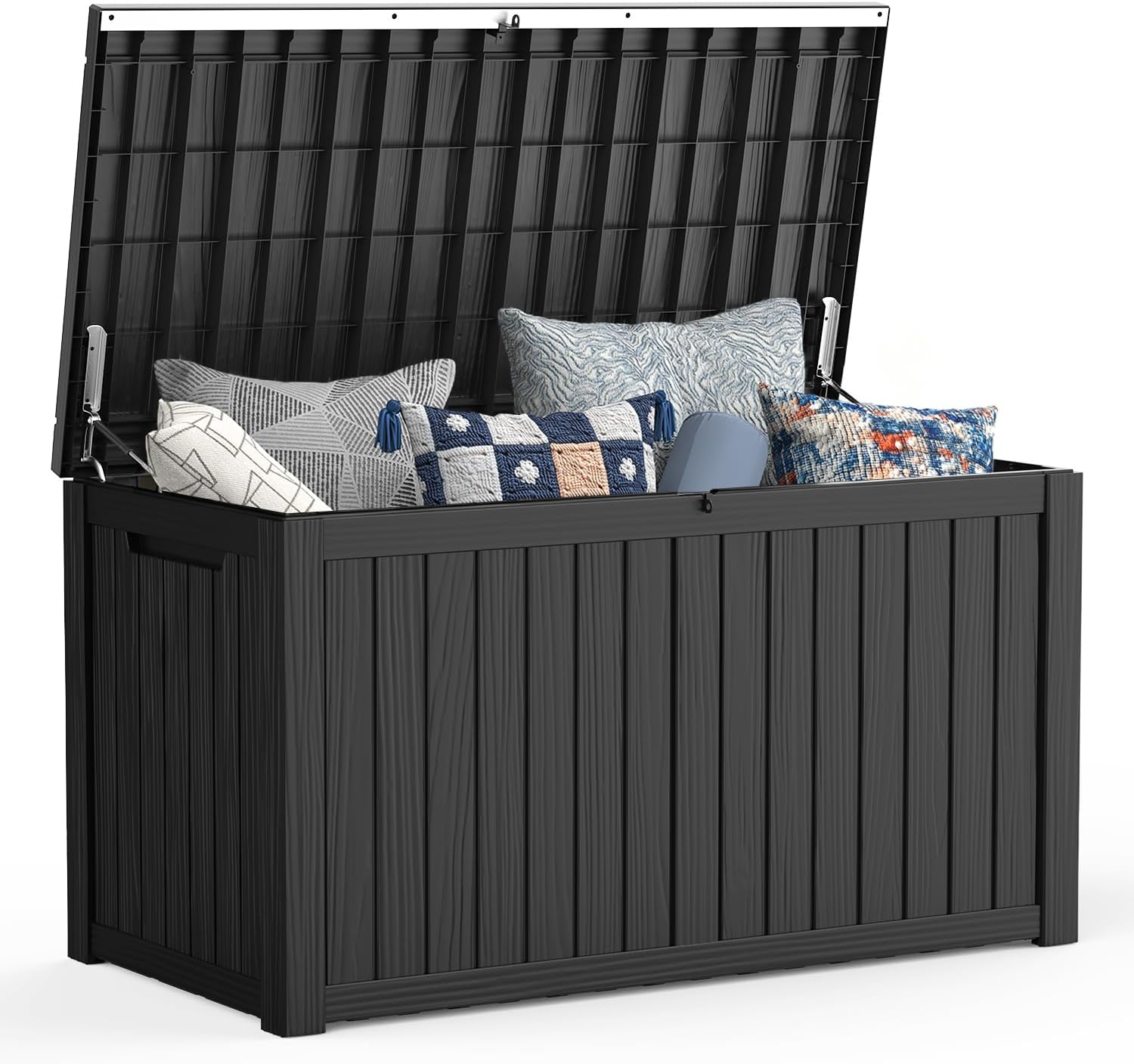 Mars Villa 180 Gallon Outdoor Storage Box Waterproof, Extra Large Resin Deck Box, Outside Storage Bin for Patio Furniture Cushion, Pool Supply, Sports Gear, UV Resistant and Weatherproof, Black