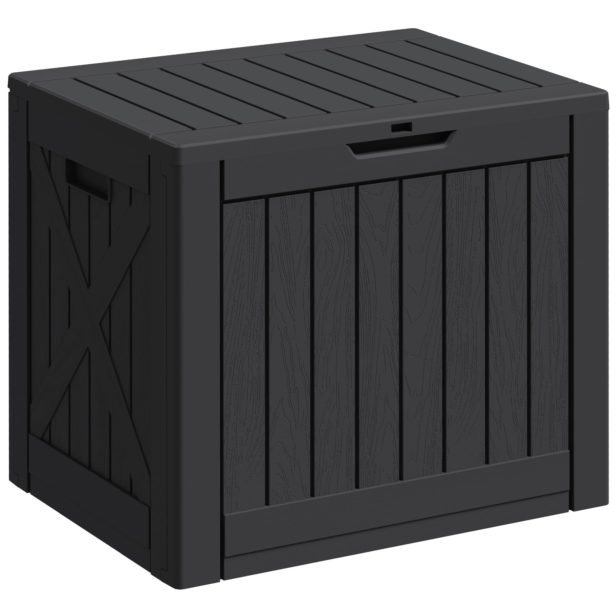 Greesum Outdoor Storage Box 100 Gallon Storage Bin with Lid for Patio Furniture, Garden Tools, Pool Supplies, Lockable, Waterproof and UV Resistant, Black