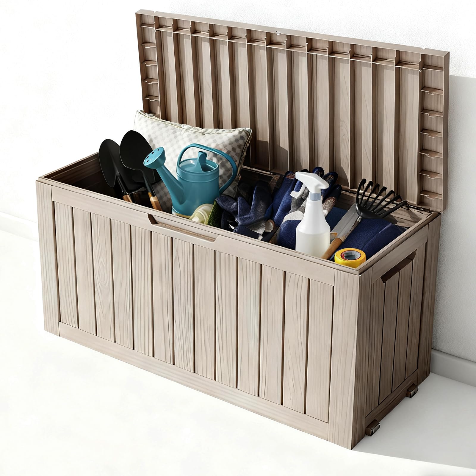 Zapdos 31 Gallon Outdoor Storage Box Deck Box for Indoor and Outdoor Use, Waterproof Resin Storage Bin for Package Delivery Patio Cushions Gardening Tools, Lockable, UV Resistant, Black