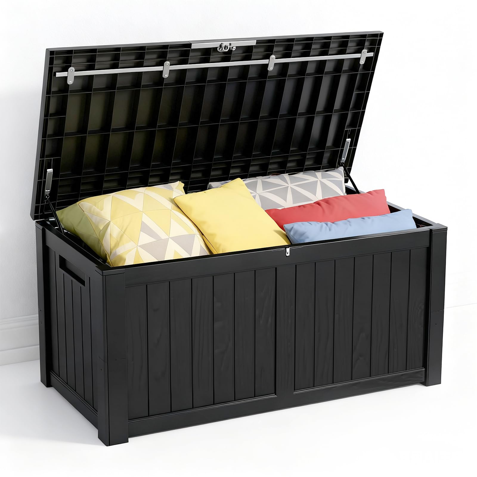 Zapdos 31 Gallon Outdoor Storage Box Deck Box for Indoor and Outdoor Use, Waterproof Resin Storage Bin for Package Delivery Patio Cushions Gardening Tools, Lockable, UV Resistant, Black