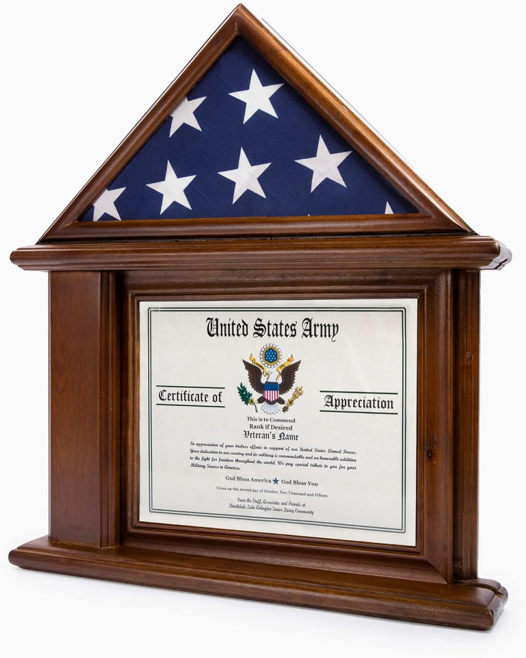 DECOMIL Flag Display Case with Certificate & Document Holder Frame