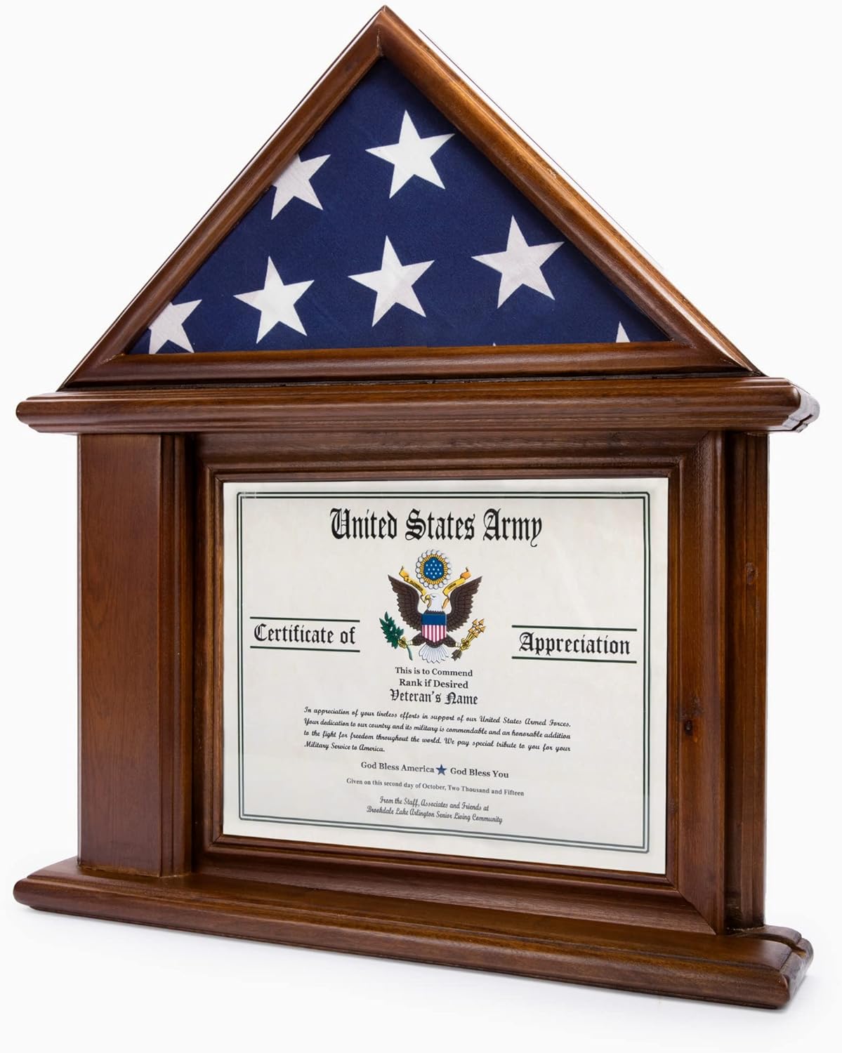 DECOMIL Flag Display Case with Certificate & Document Holder Frame