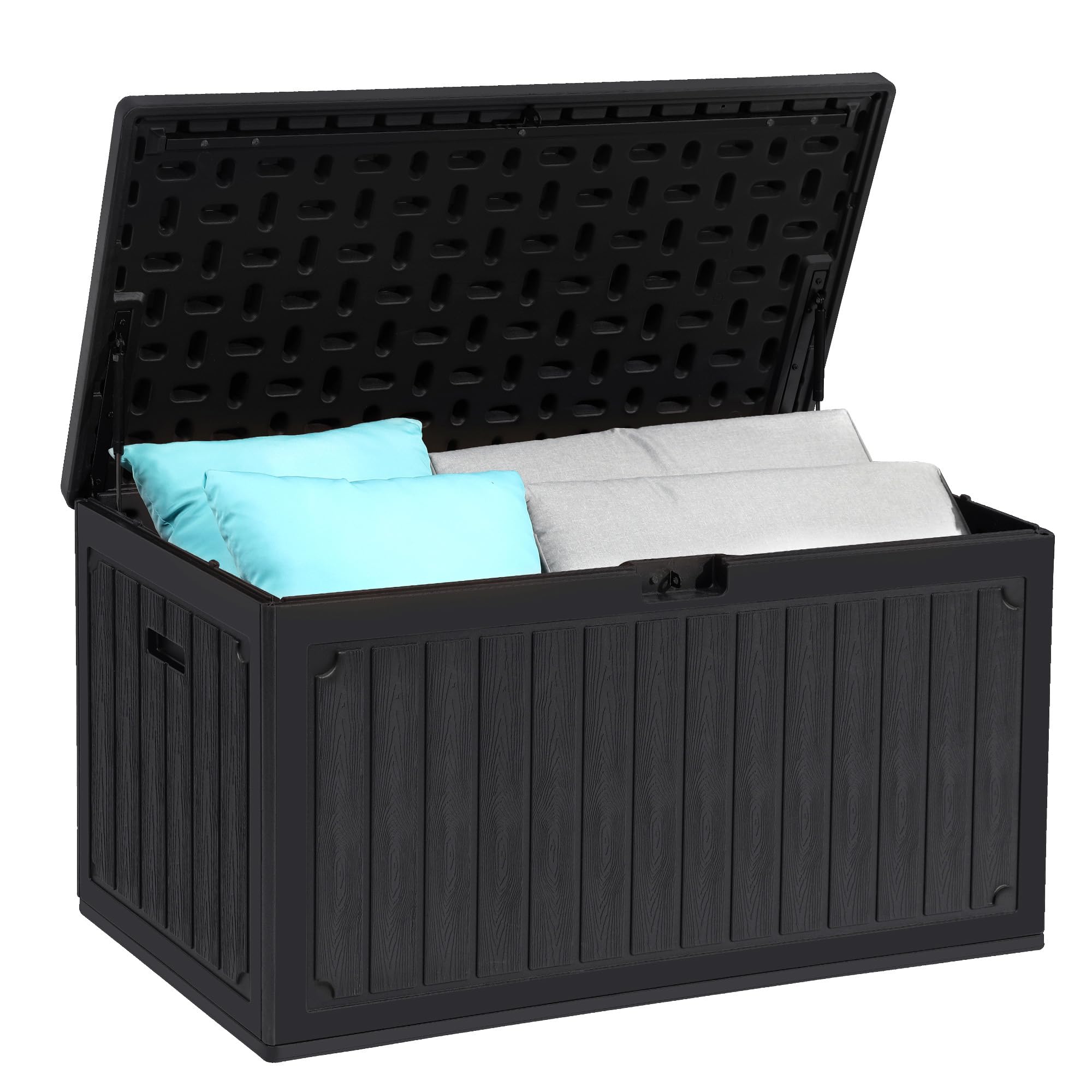 YITAHOME 100 Gallon Resin Deck Box, Weather Resistant Outdoor Storage Box, Lockable Indoor Outdoor Storage for Supplies and Essentials, Dark Brown