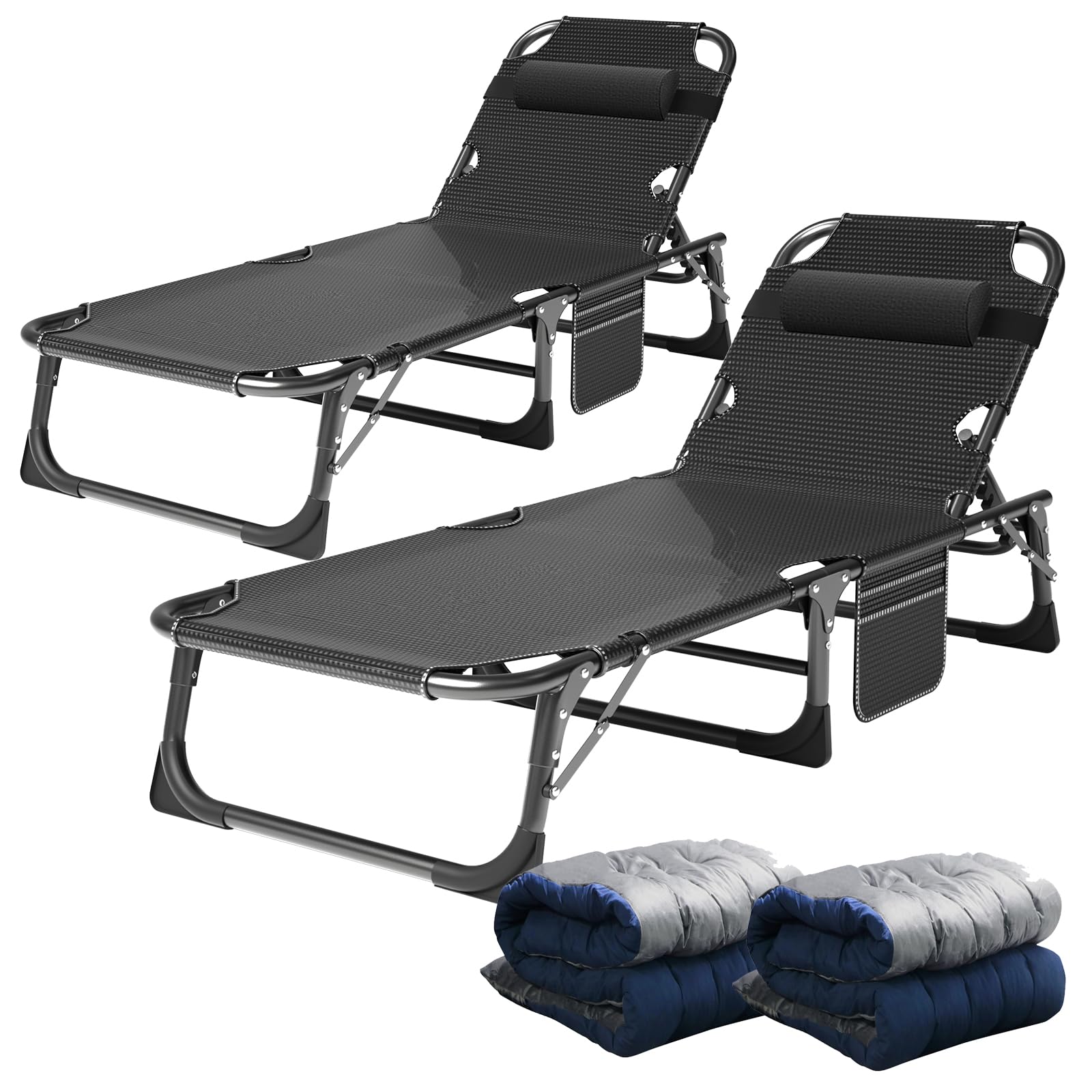 ABORON Chaise Lounge Chair,5 Positions Padded Outdoor Tanning Chair,Heavy Duty Portable Lounge Chair for Outdoor Sunbathing Patio Pool Lawn Deck Poolside,Support up to 440 Lbs