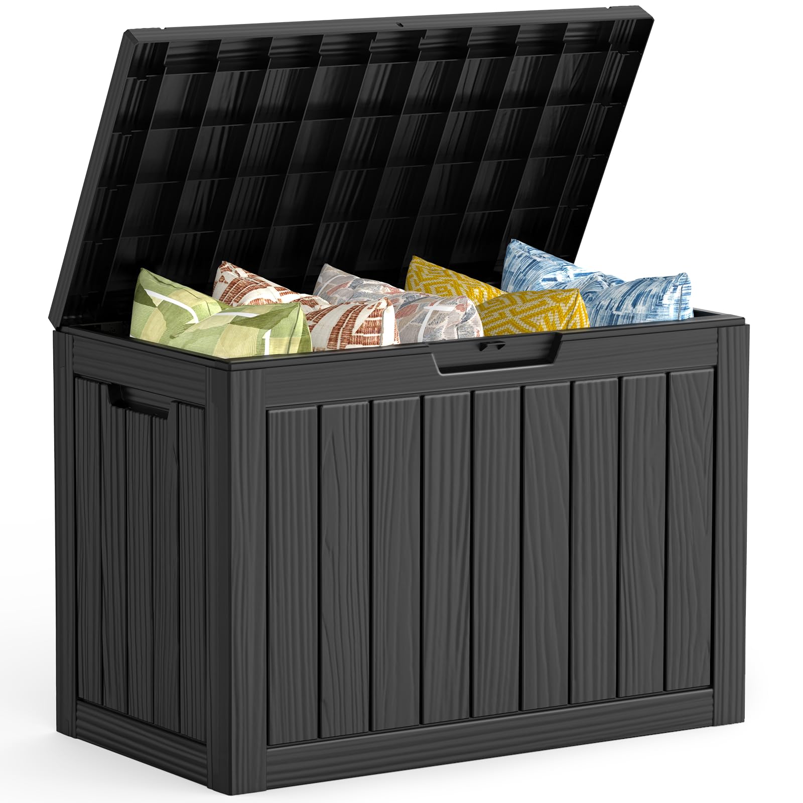 Mars Villa 180 Gallon Outdoor Storage Box Waterproof, Extra Large Resin Deck Box, Outside Storage Bin for Patio Furniture Cushion, Pool Supply, Sports Gear, UV Resistant and Weatherproof, Black