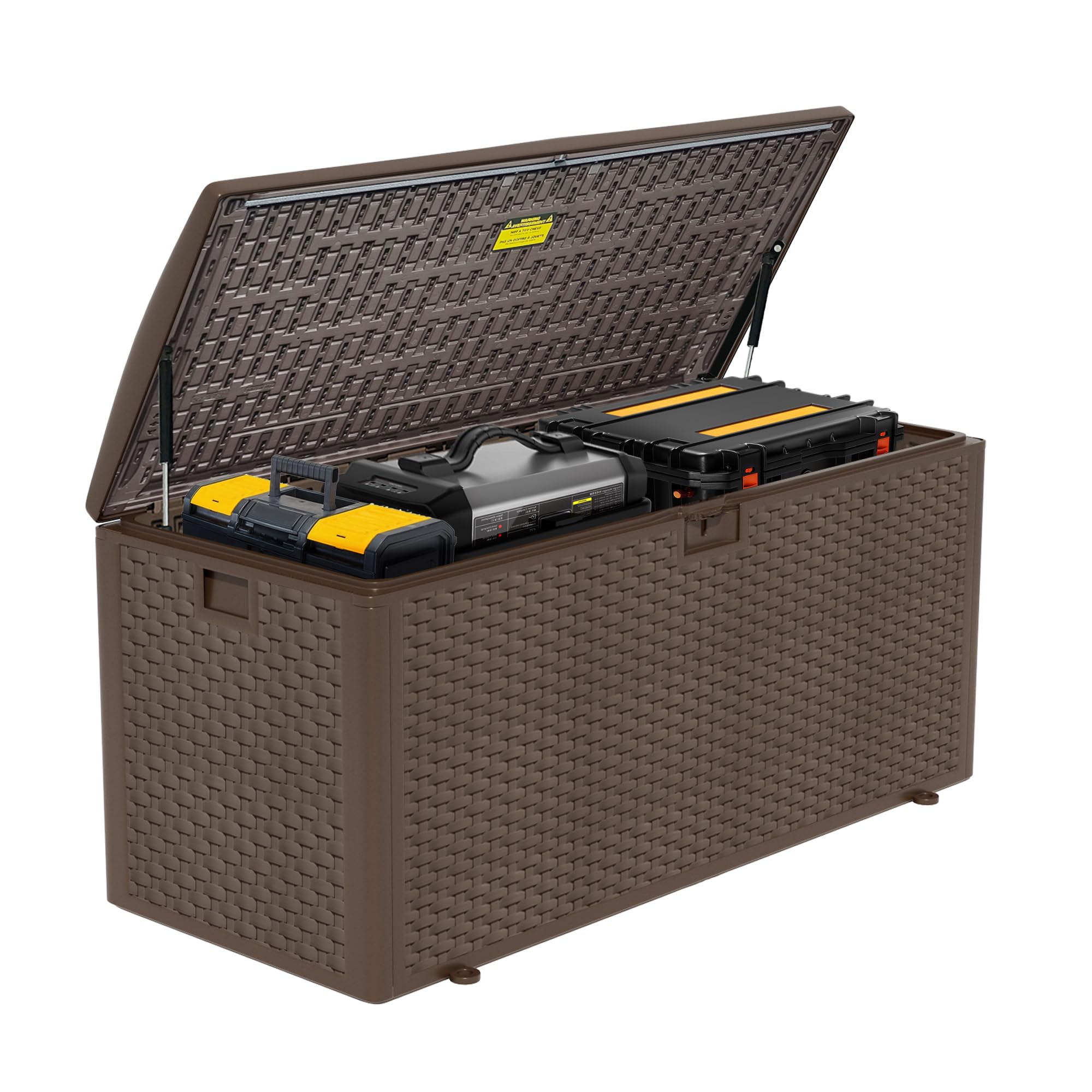 Outdoor Storage Box Waterproof, 270 Gallon Lockable Resin Deck Box Large, Patio Storage Bin for Pool Accessories Cushion Furniture, Garden Tools, UV-Resistant Outside Delivery Grey