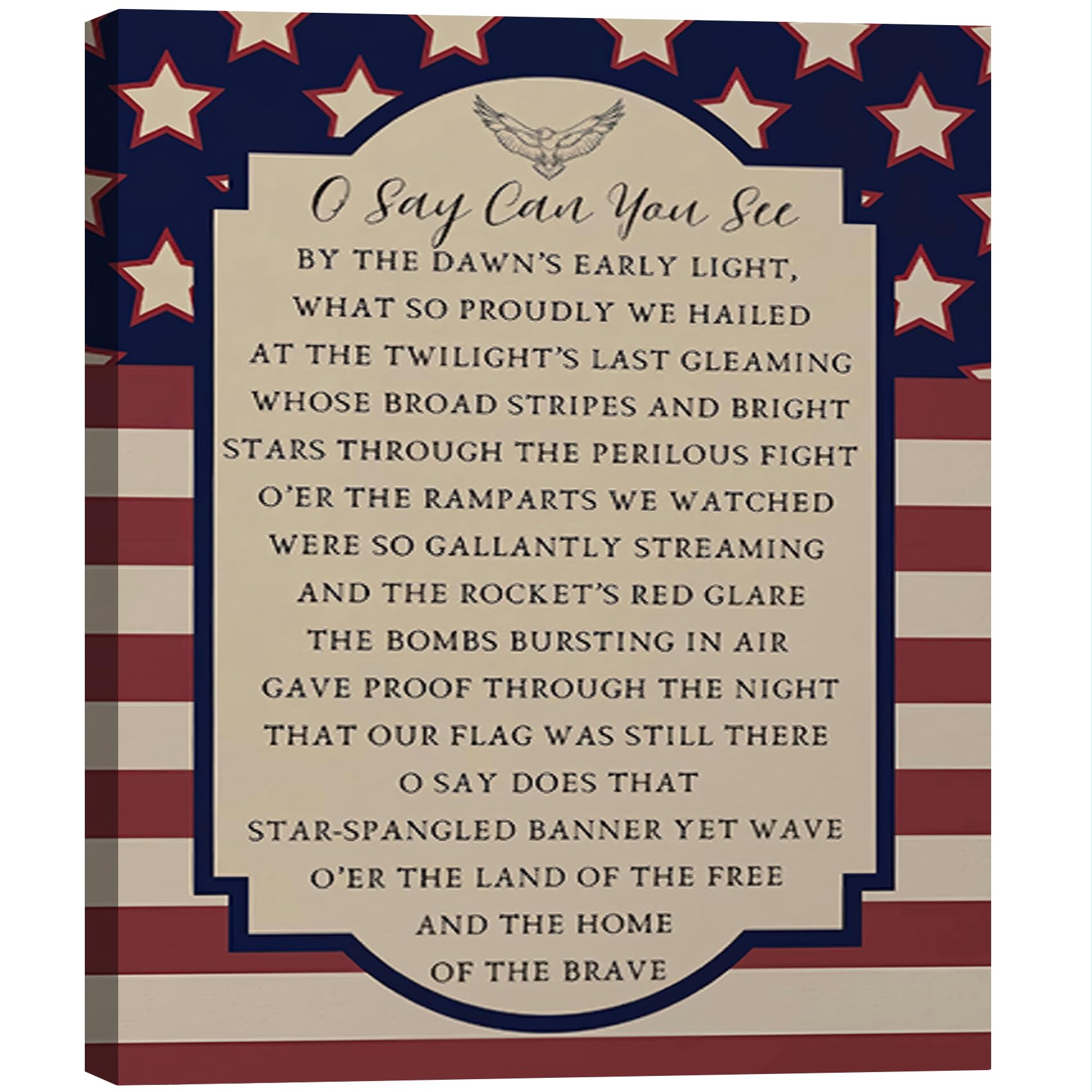 Vintage American Flag Wildflower Canvas Wall Art for Living Room, Framed Patriotic 4th of July Canvas Prints Pictures, Rustic Farmhouse Artwork for Enterway Bedroom Bathroom Wall Decor