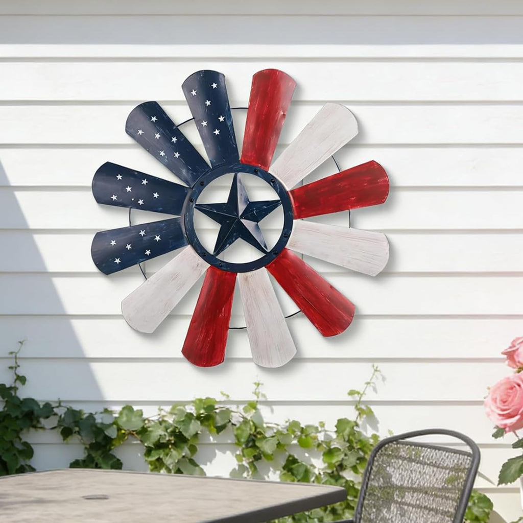 Patriotic Bald Eagle Metal Wall Hanging, Indoor & Outdoor Holiday Decor