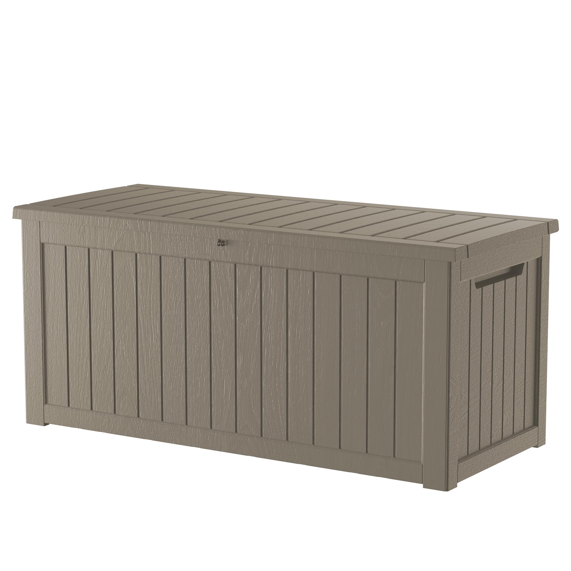 Outdoor Storage Box Waterproof, 270 Gallon Lockable Resin Deck Box Large, Patio Storage Bin for Pool Accessories Cushion Furniture, Garden Tools, UV-Resistant Outside Delivery Grey