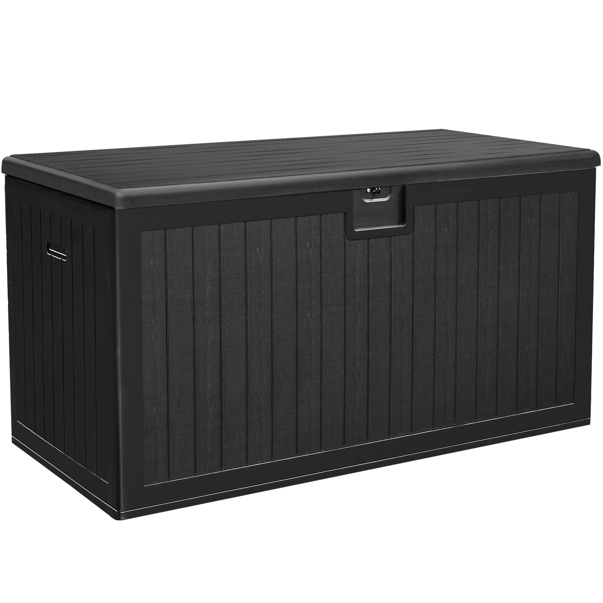 YITAHOME 100 Gallon Resin Deck Box, Weather Resistant Outdoor Storage Box, Lockable Indoor Outdoor Storage for Supplies and Essentials, Dark Brown