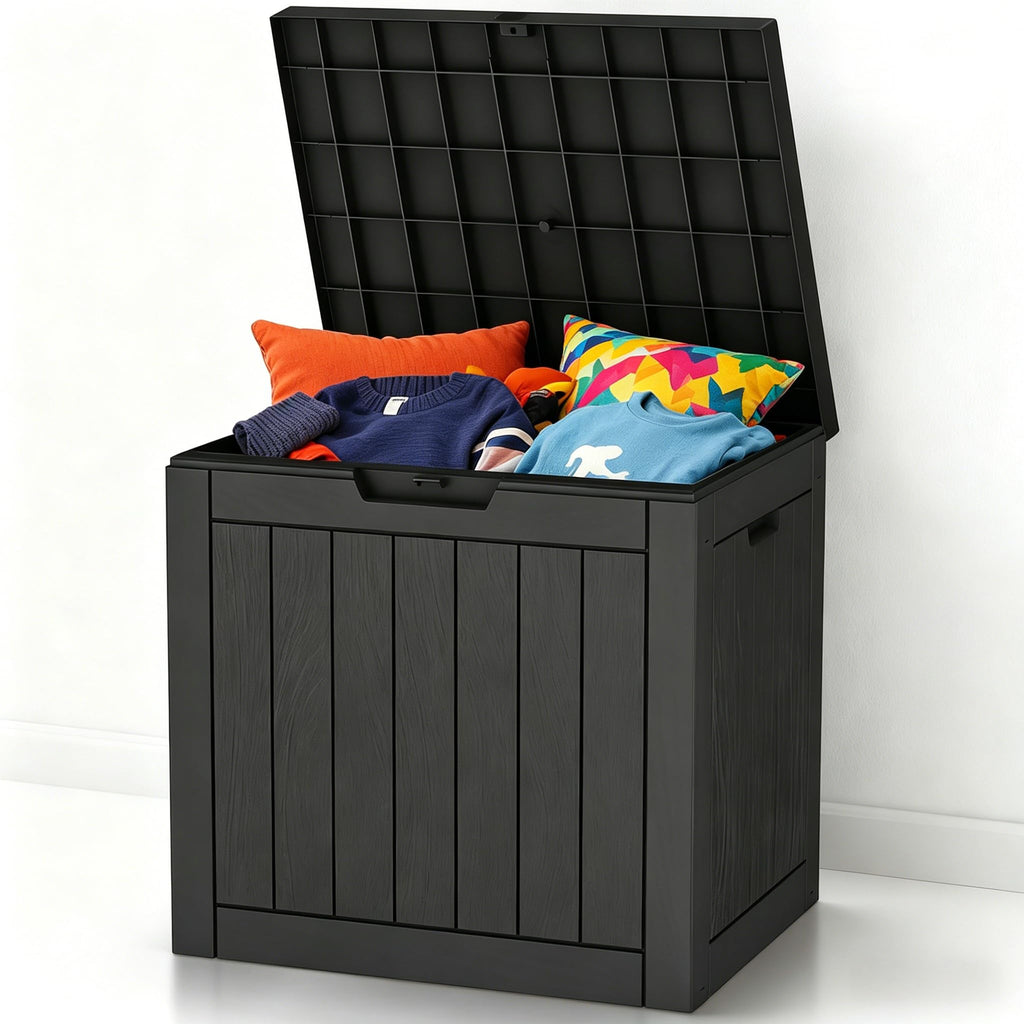 Zapdos 31 Gallon Outdoor Storage Box Deck Box for Indoor and Outdoor Use, Waterproof Resin Storage Bin for Package Delivery Patio Cushions Gardening Tools, Lockable, UV Resistant, Black