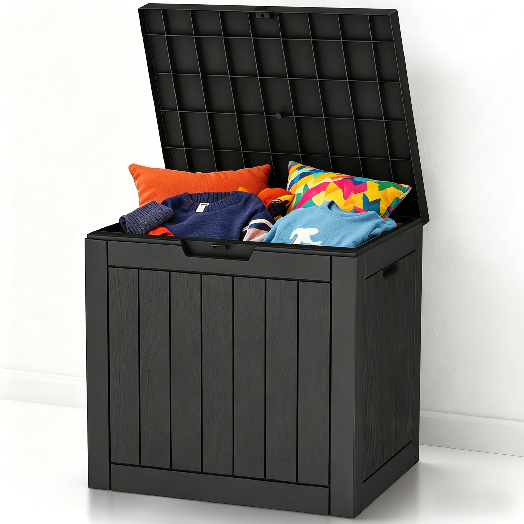 Zapdos 31 Gallon Outdoor Storage Box Deck Box for Indoor and Outdoor Use, Waterproof Resin Storage Bin for Package Delivery Patio Cushions Gardening Tools, Lockable, UV Resistant, Black