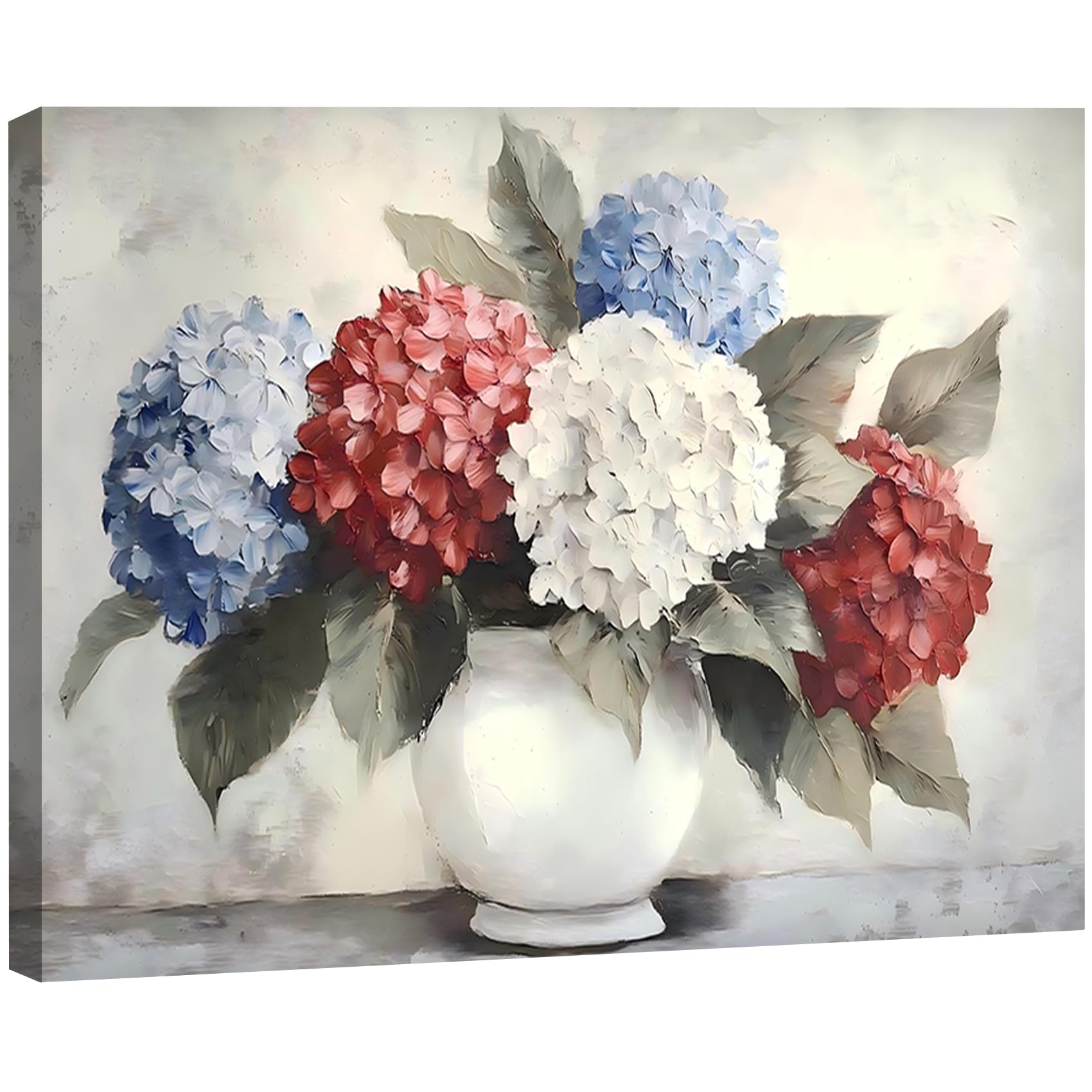 Vintage American Flag Wildflower Canvas Wall Art for Living Room, Framed Patriotic 4th of July Canvas Prints Pictures, Rustic Farmhouse Artwork for Enterway Bedroom Bathroom Wall Decor