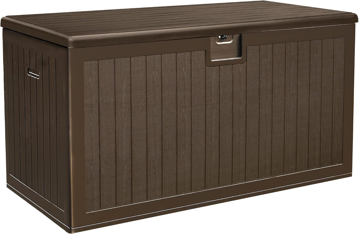 YITAHOME 80 Gallon Resin Deck Box, Weather Resistant Outdoor Rattan Storage Box, Lockable Indoor Outdoor Storage for Supplies and Essentials, Dark Gray